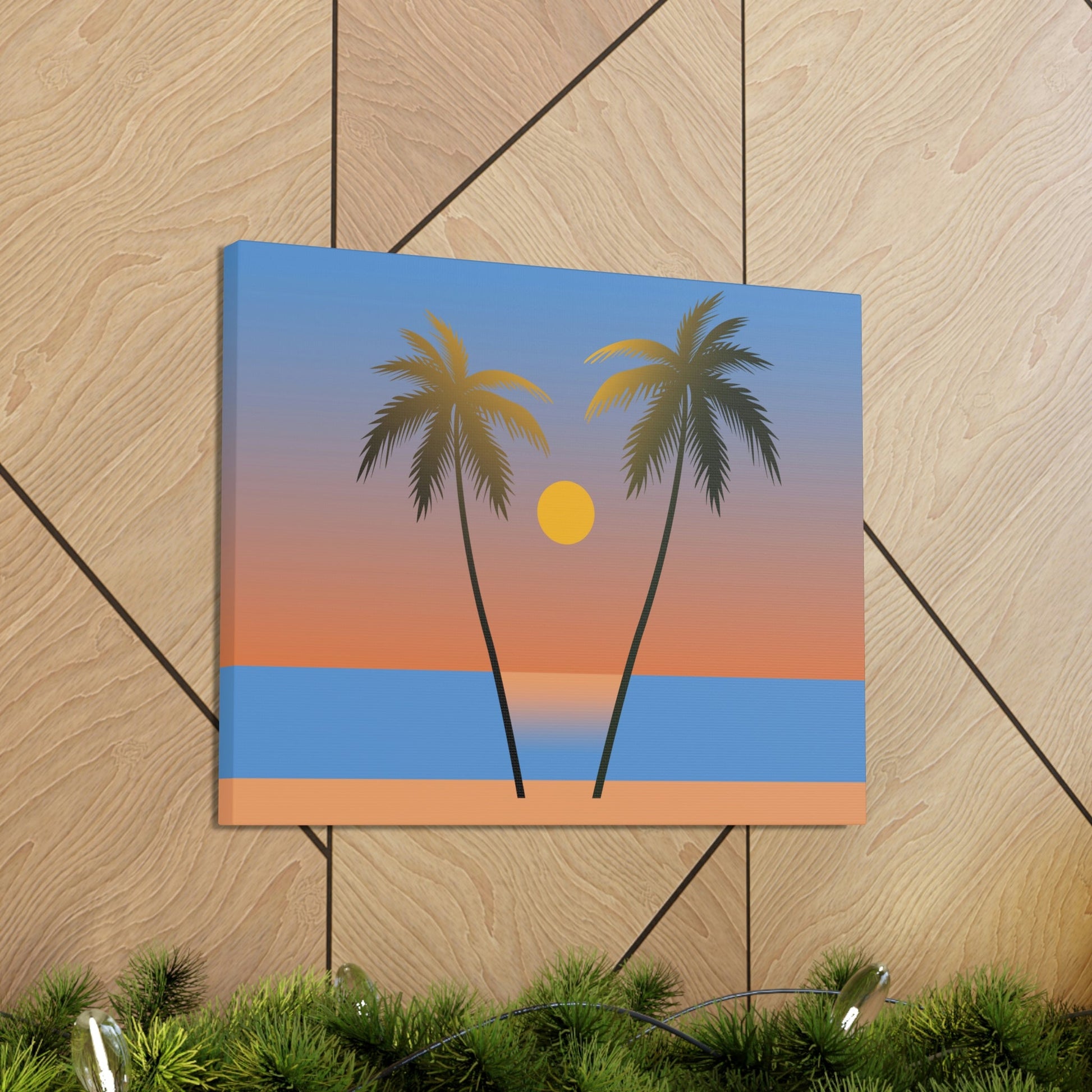 Palm Beach Sunset Minimal Aesthetic Classic Art Canvas Gallery Wraps Ichaku [Perfect Gifts Selection]