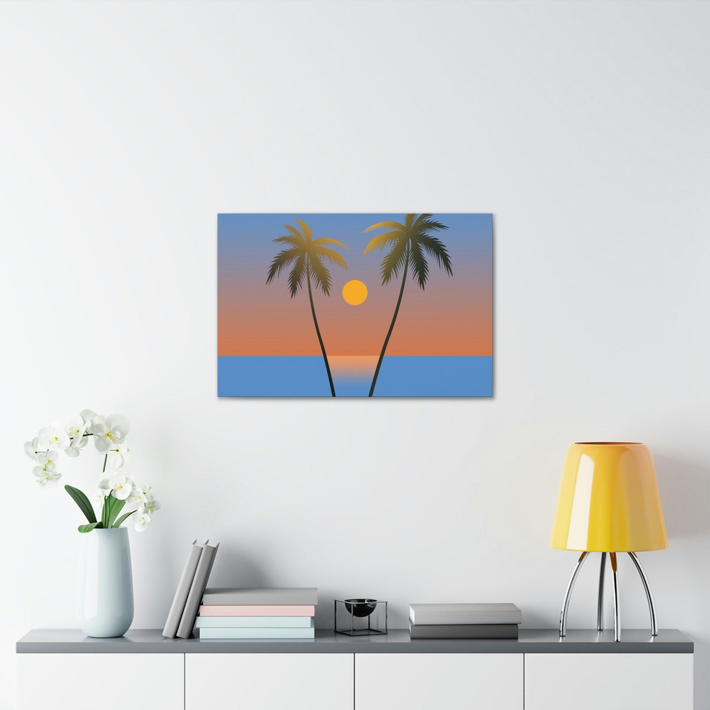 Palm Beach Sunset Minimal Aesthetic Classic Art Canvas Gallery Wraps Ichaku [Perfect Gifts Selection]