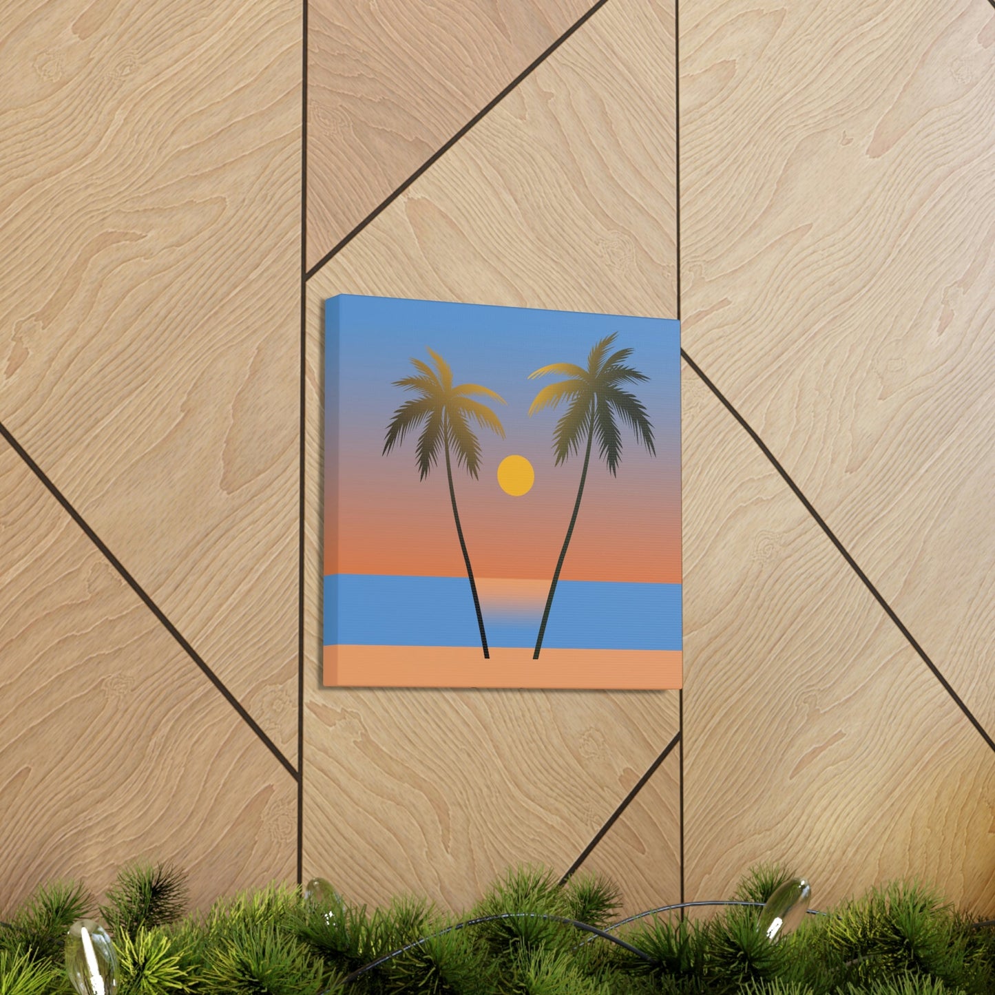 Palm Beach Sunset Minimal Aesthetic Classic Art Canvas Gallery Wraps Ichaku [Perfect Gifts Selection]