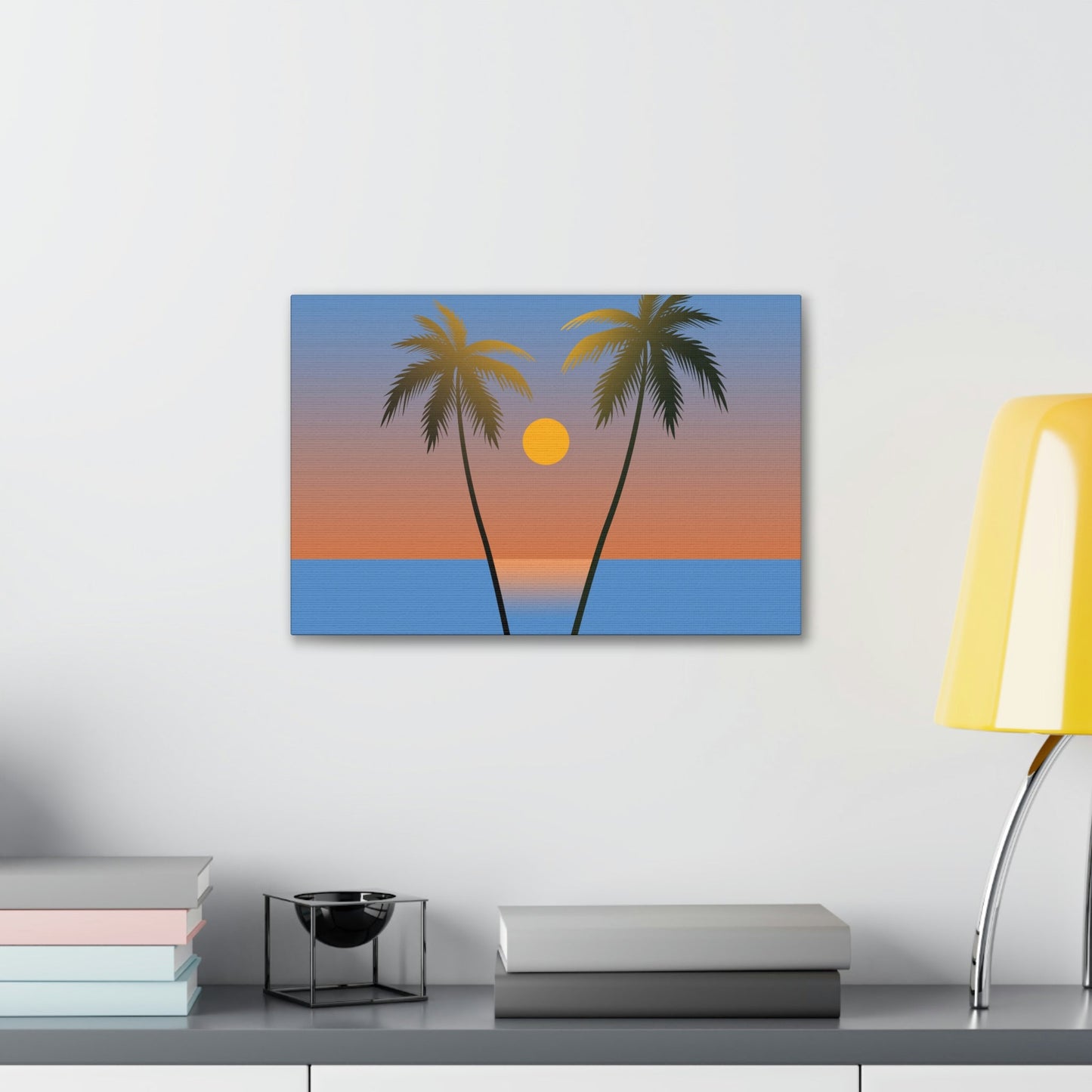 Palm Beach Sunset Minimal Aesthetic Classic Art Canvas Gallery Wraps Ichaku [Perfect Gifts Selection]