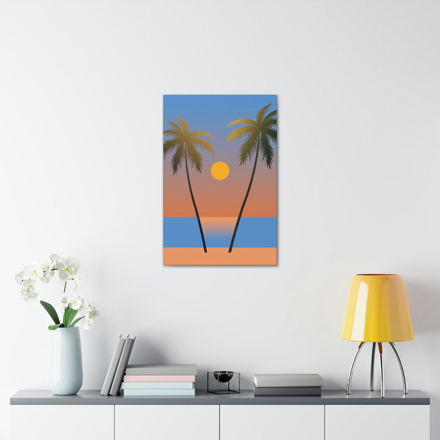 Palm Beach Sunset Minimal Aesthetic Classic Art Canvas Gallery Wraps Ichaku [Perfect Gifts Selection]