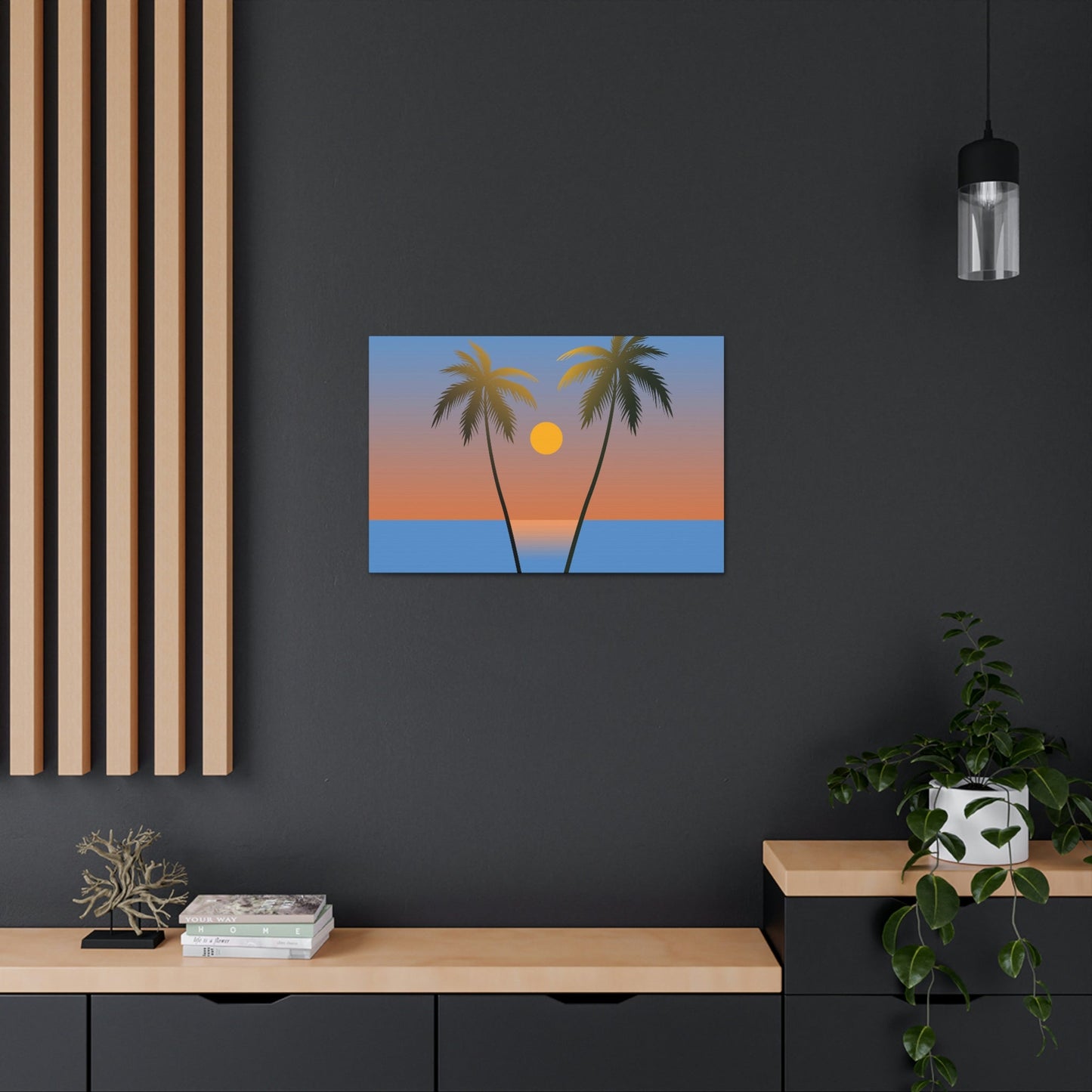 Palm Beach Sunset Minimal Aesthetic Classic Art Canvas Gallery Wraps Ichaku [Perfect Gifts Selection]