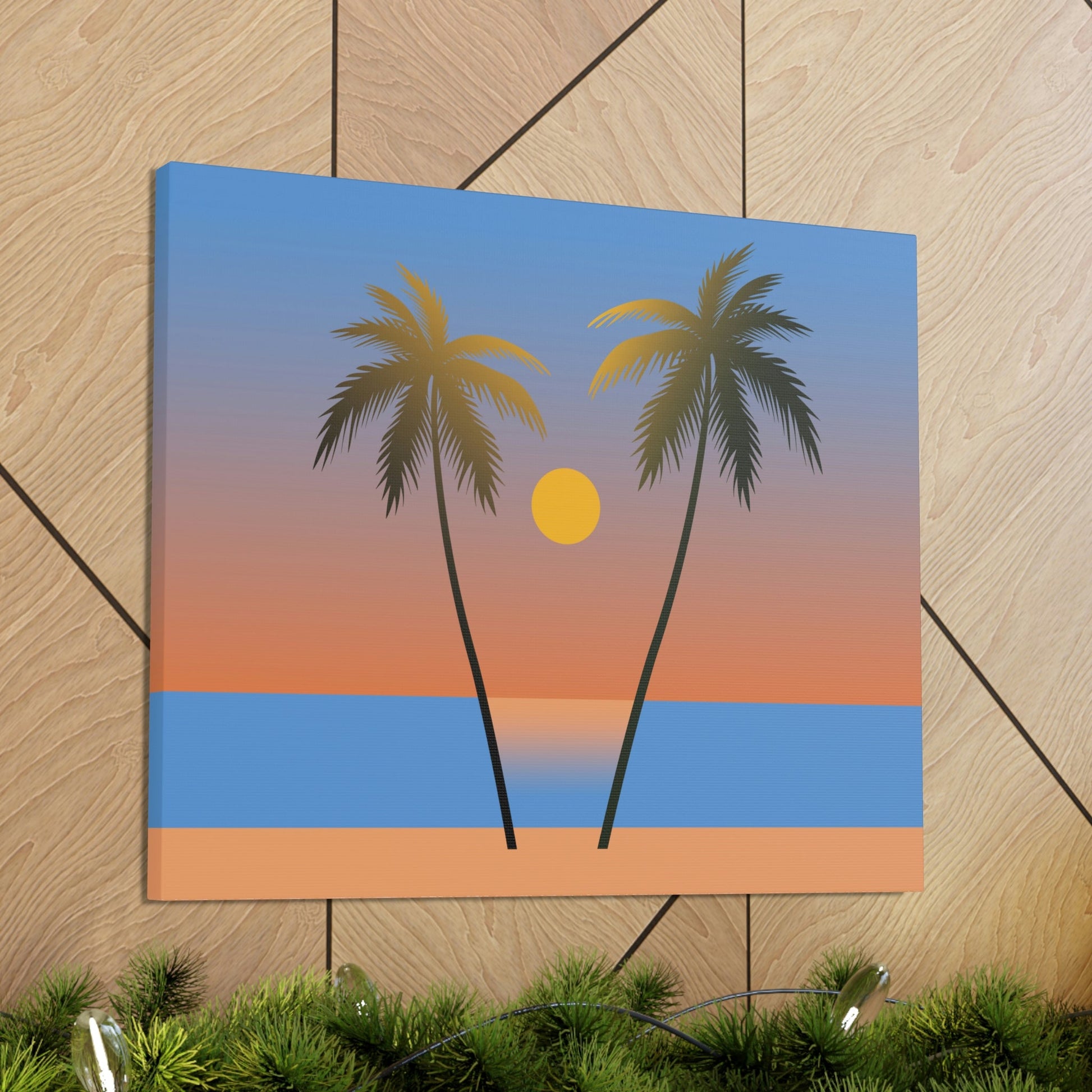 Palm Beach Sunset Minimal Aesthetic Classic Art Canvas Gallery Wraps Ichaku [Perfect Gifts Selection]