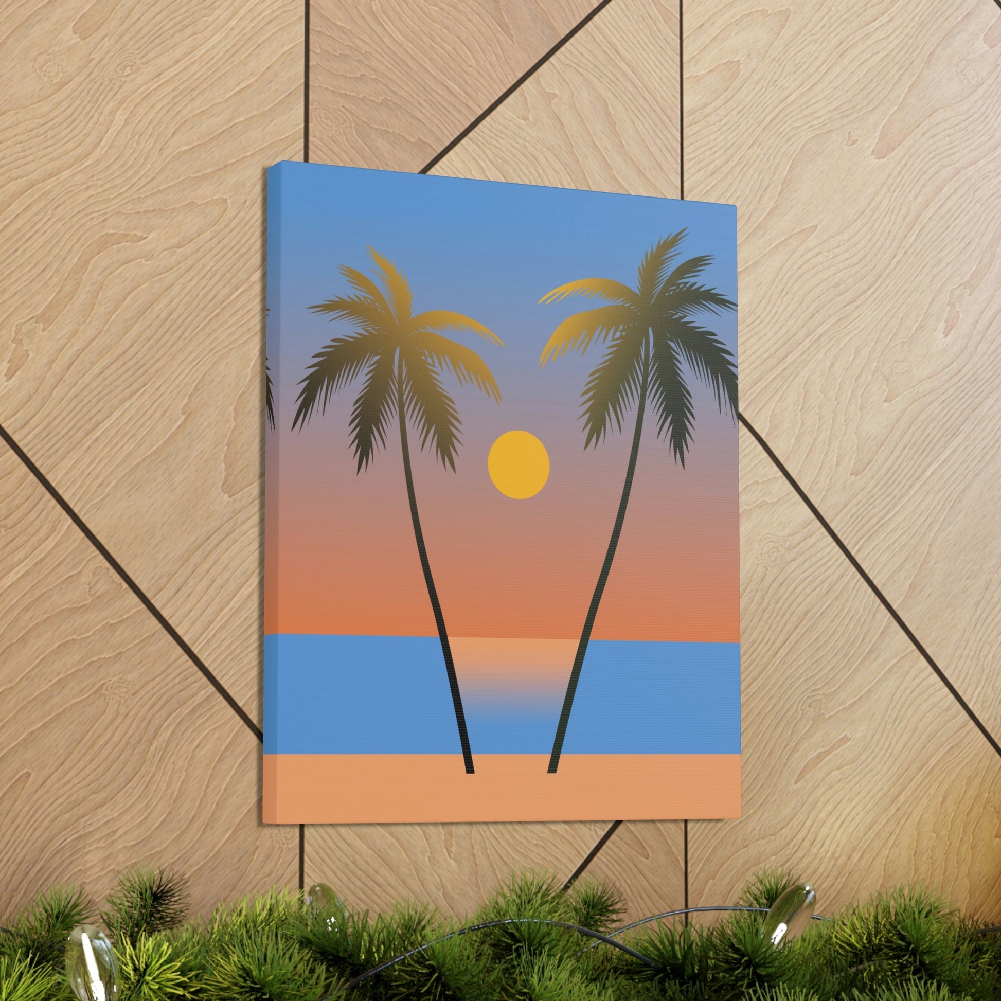 Palm Beach Sunset Minimal Aesthetic Classic Art Canvas Gallery Wraps Ichaku [Perfect Gifts Selection]