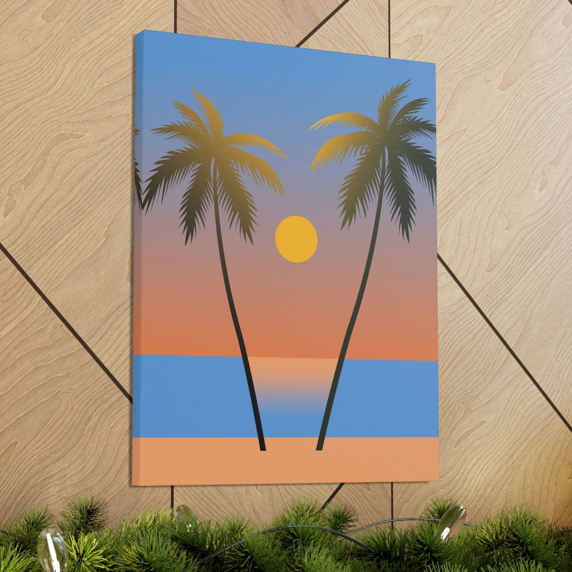 Palm Beach Sunset Minimal Aesthetic Classic Art Canvas Gallery Wraps Ichaku [Perfect Gifts Selection]