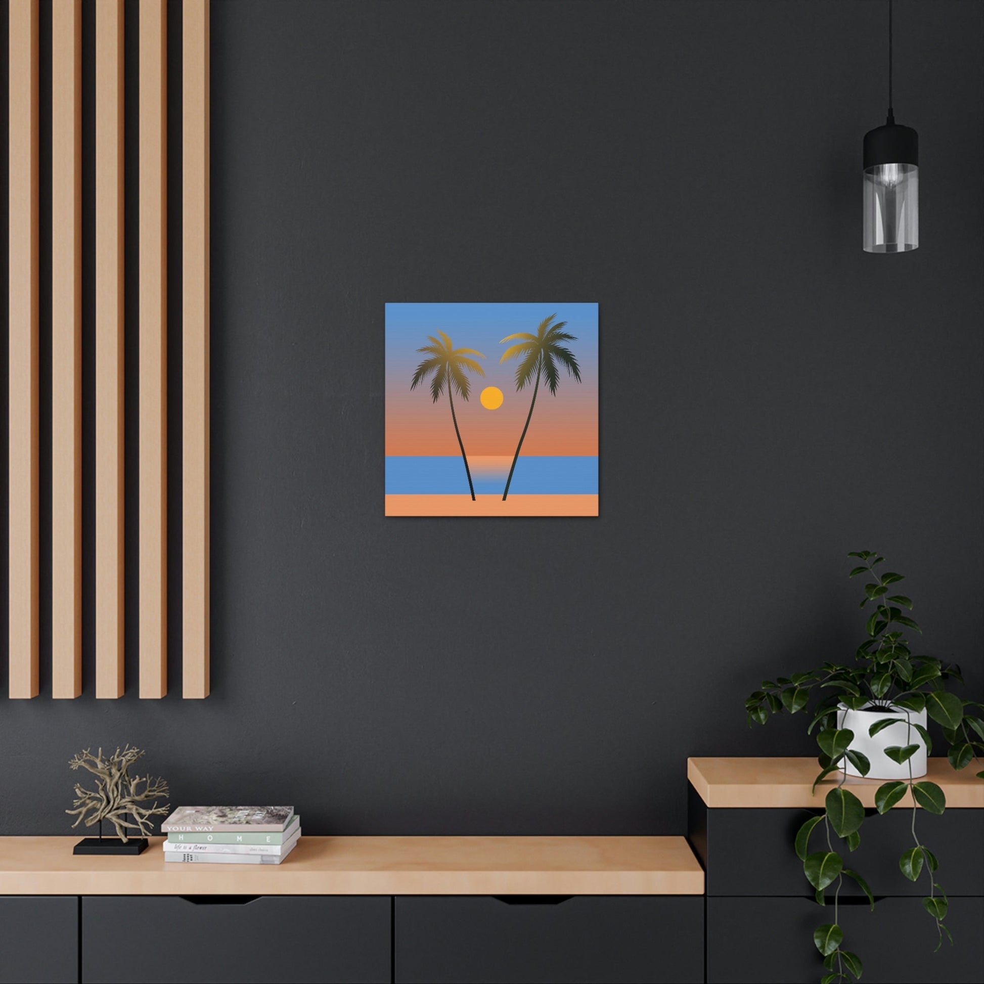 Palm Beach Sunset Minimal Aesthetic Classic Art Canvas Gallery Wraps Ichaku [Perfect Gifts Selection]