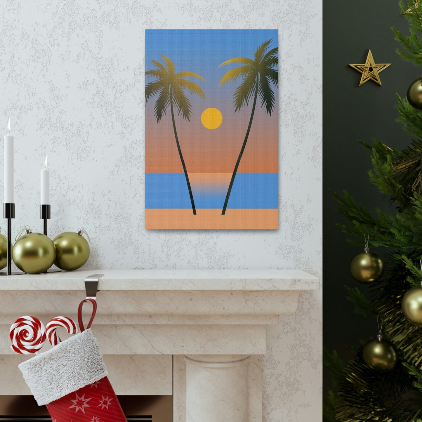 Palm Beach Sunset Minimal Aesthetic Classic Art Canvas Gallery Wraps Ichaku [Perfect Gifts Selection]