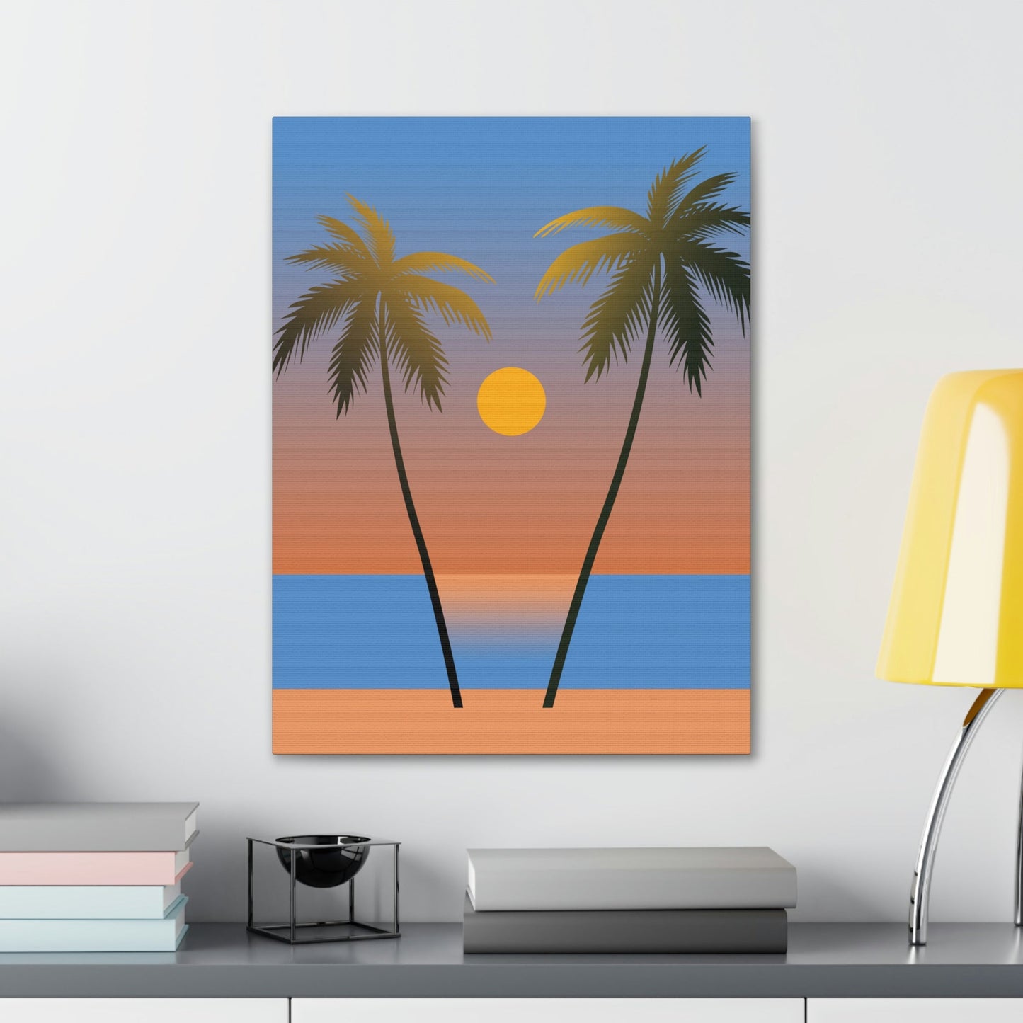 Palm Beach Sunset Minimal Aesthetic Classic Art Canvas Gallery Wraps Ichaku [Perfect Gifts Selection]