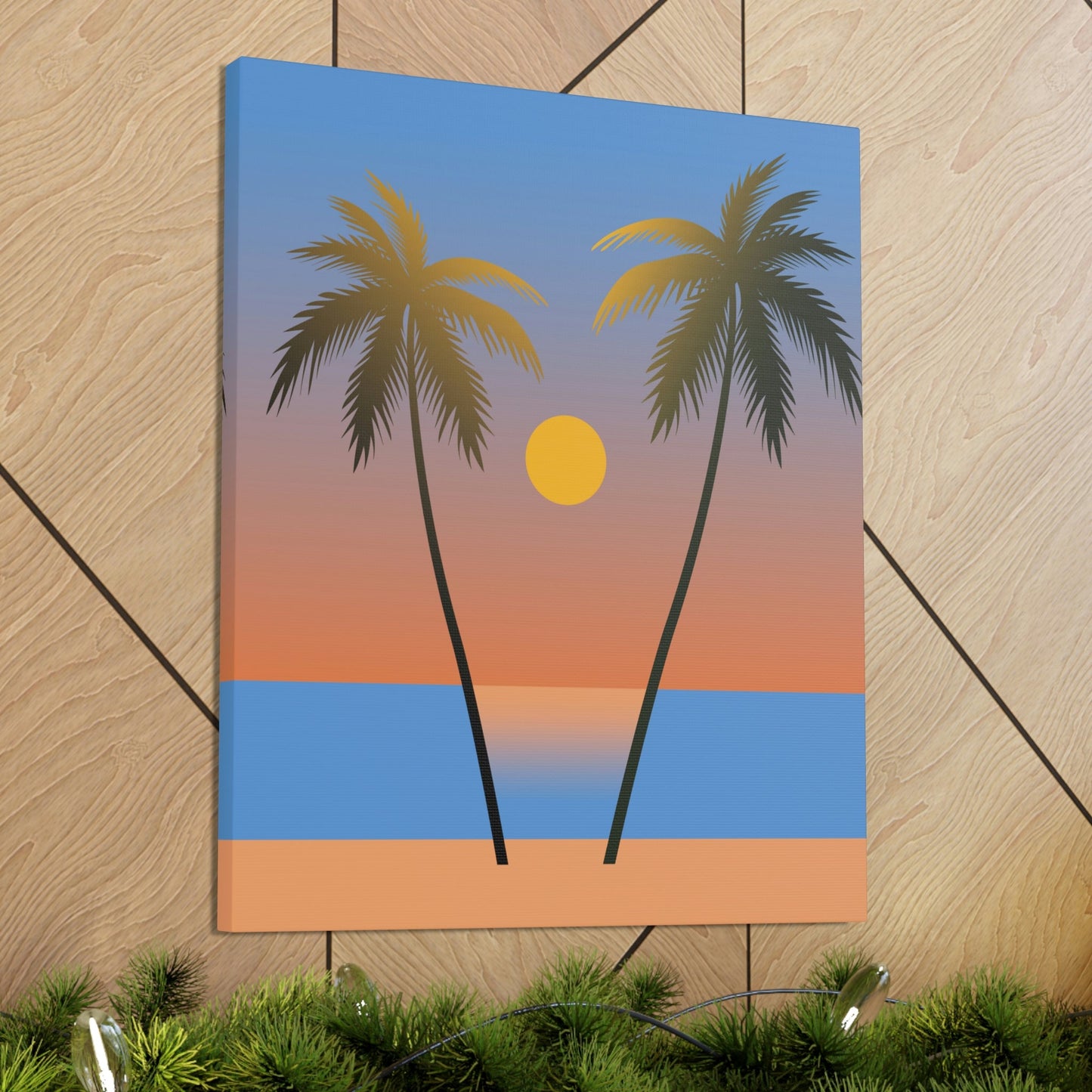 Palm Beach Sunset Minimal Aesthetic Classic Art Canvas Gallery Wraps Ichaku [Perfect Gifts Selection]