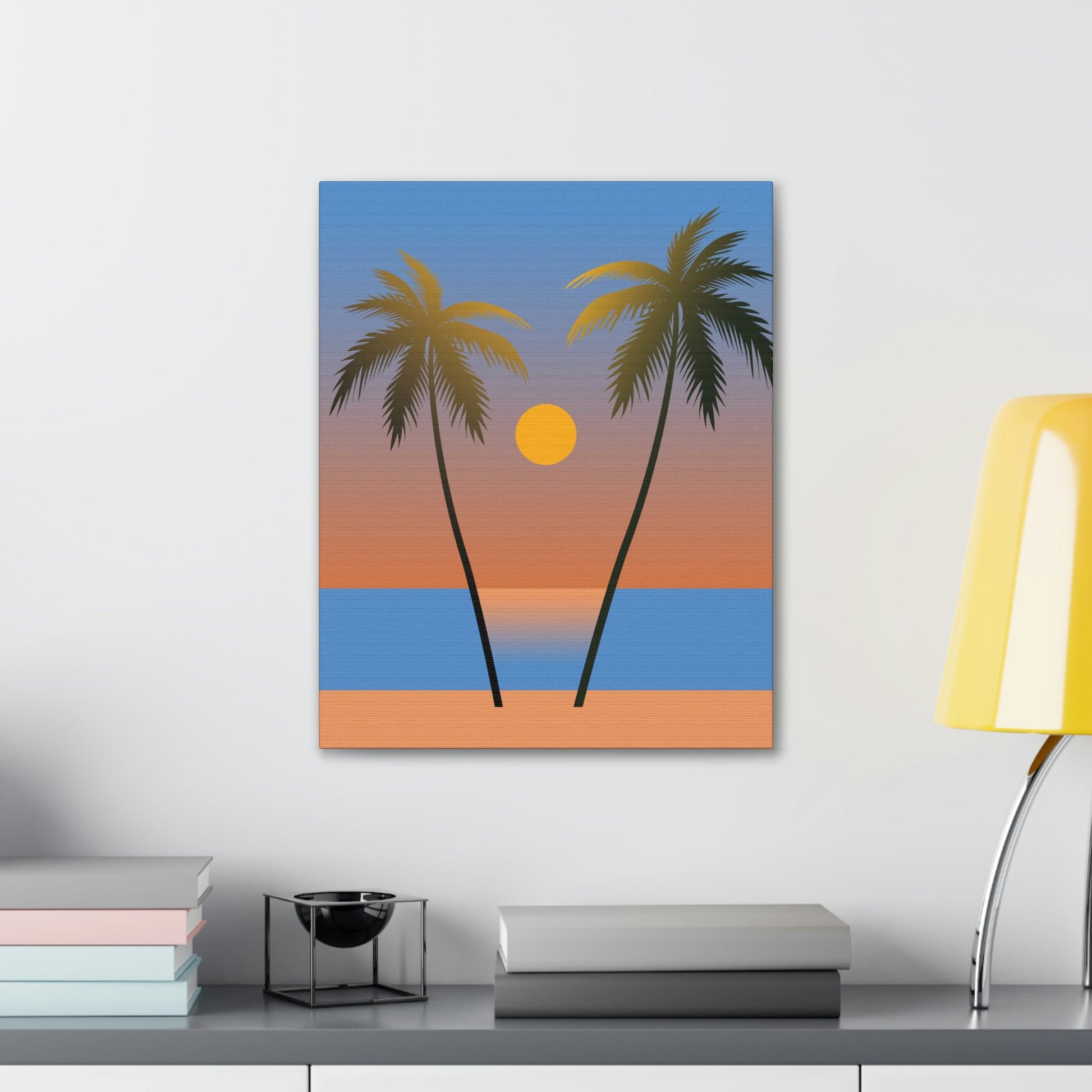 Palm Beach Sunset Minimal Aesthetic Classic Art Canvas Gallery Wraps Ichaku [Perfect Gifts Selection]