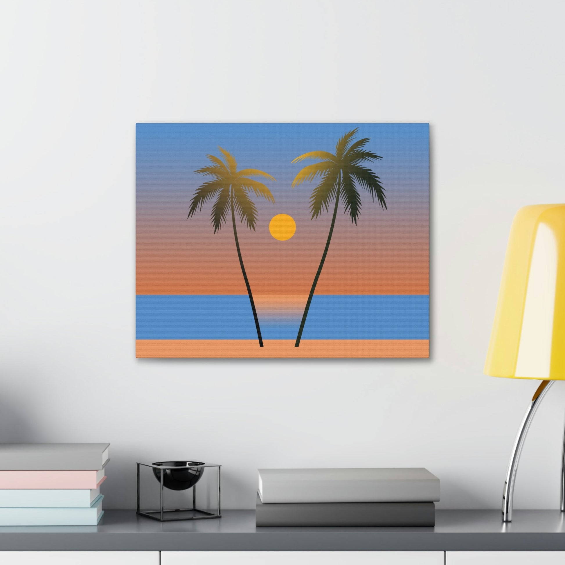 Palm Beach Sunset Minimal Aesthetic Classic Art Canvas Gallery Wraps Ichaku [Perfect Gifts Selection]