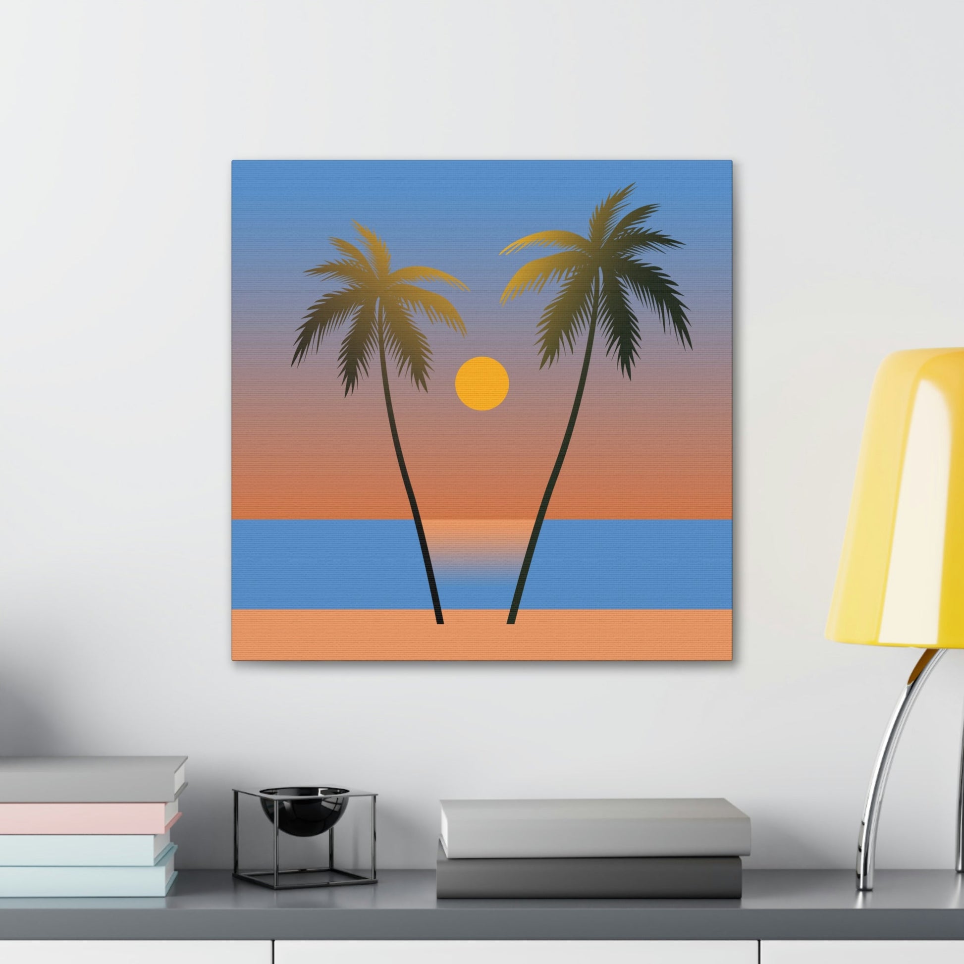 Palm Beach Sunset Minimal Aesthetic Classic Art Canvas Gallery Wraps Ichaku [Perfect Gifts Selection]