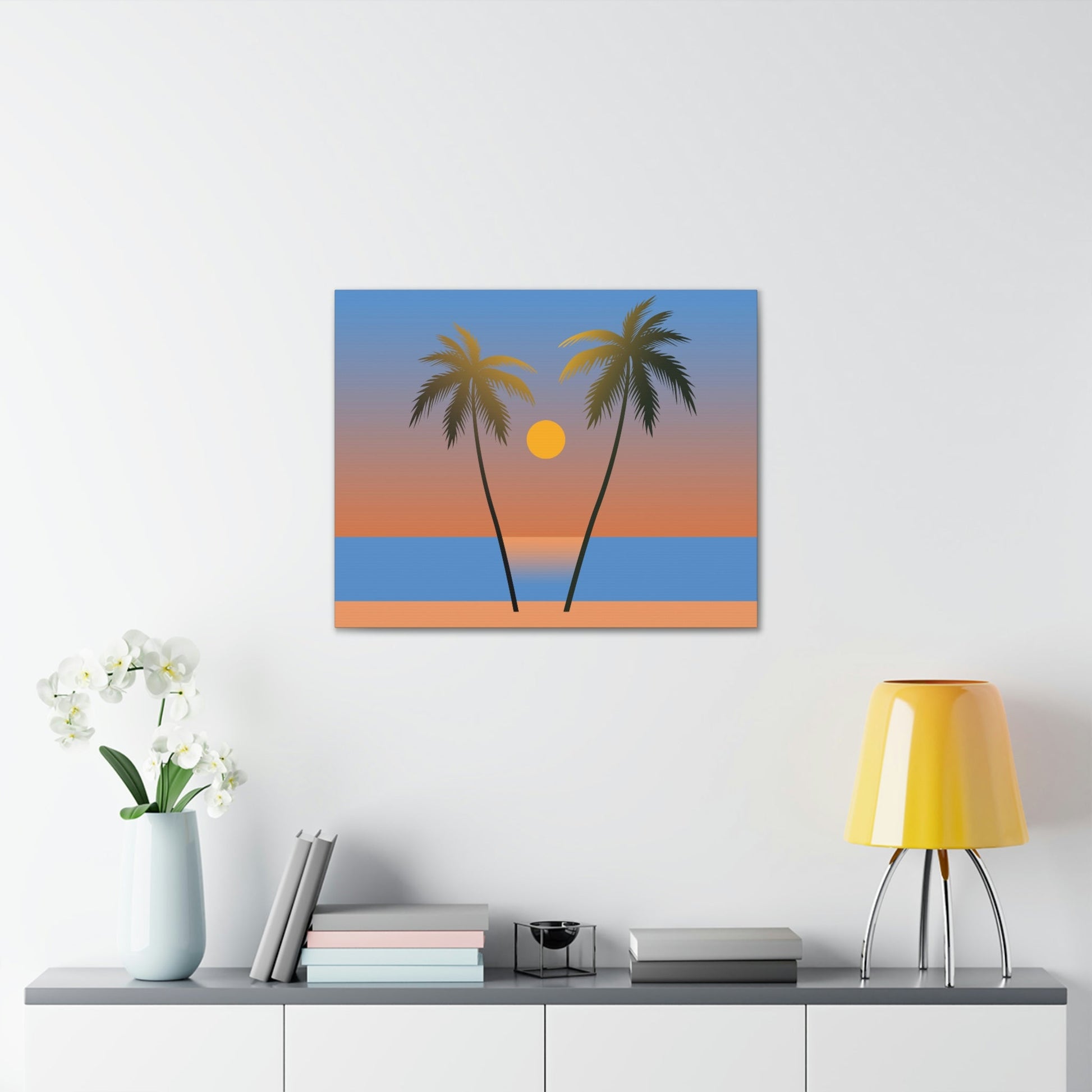 Palm Beach Sunset Minimal Aesthetic Classic Art Canvas Gallery Wraps Ichaku [Perfect Gifts Selection]