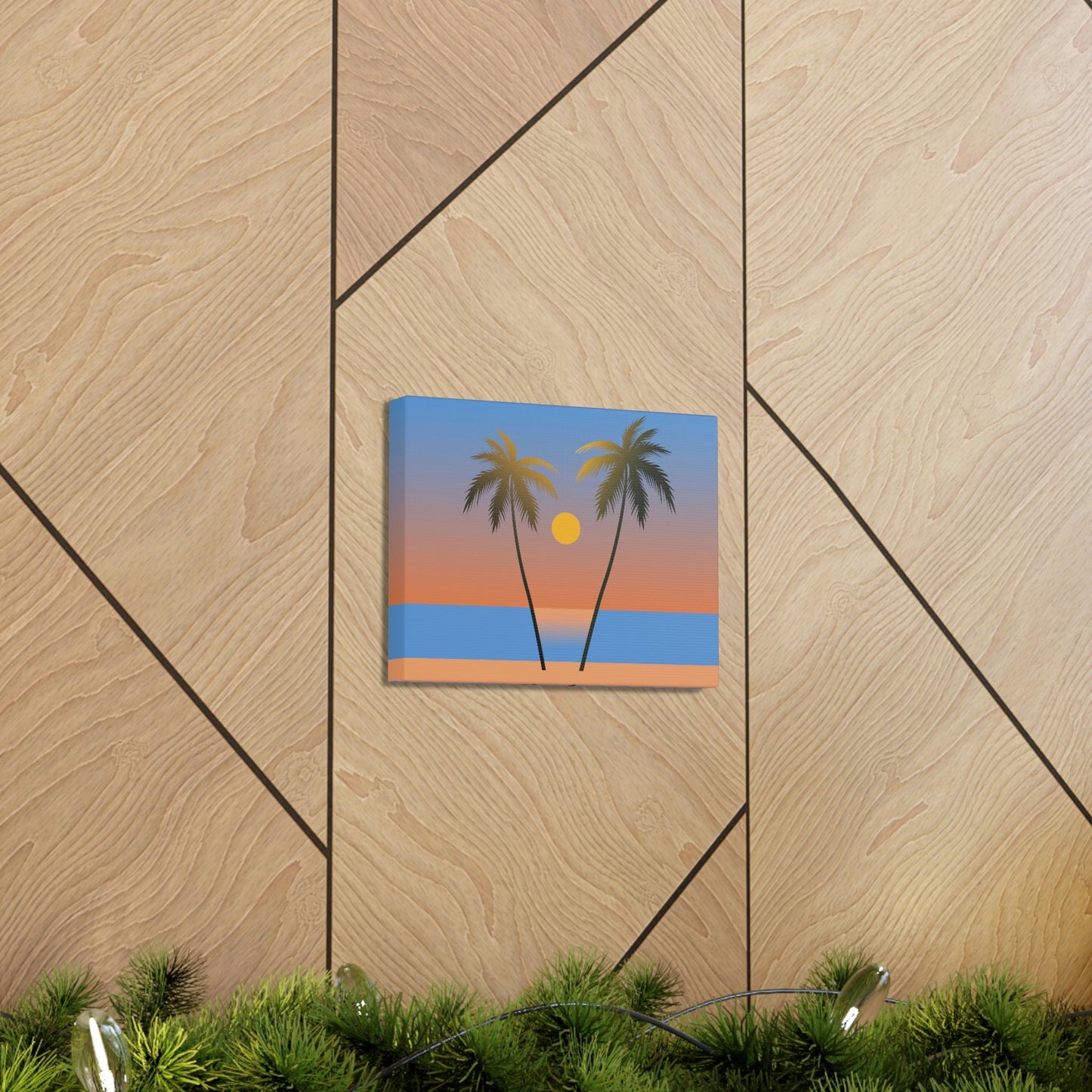 Palm Beach Sunset Minimal Aesthetic Classic Art Canvas Gallery Wraps Ichaku [Perfect Gifts Selection]