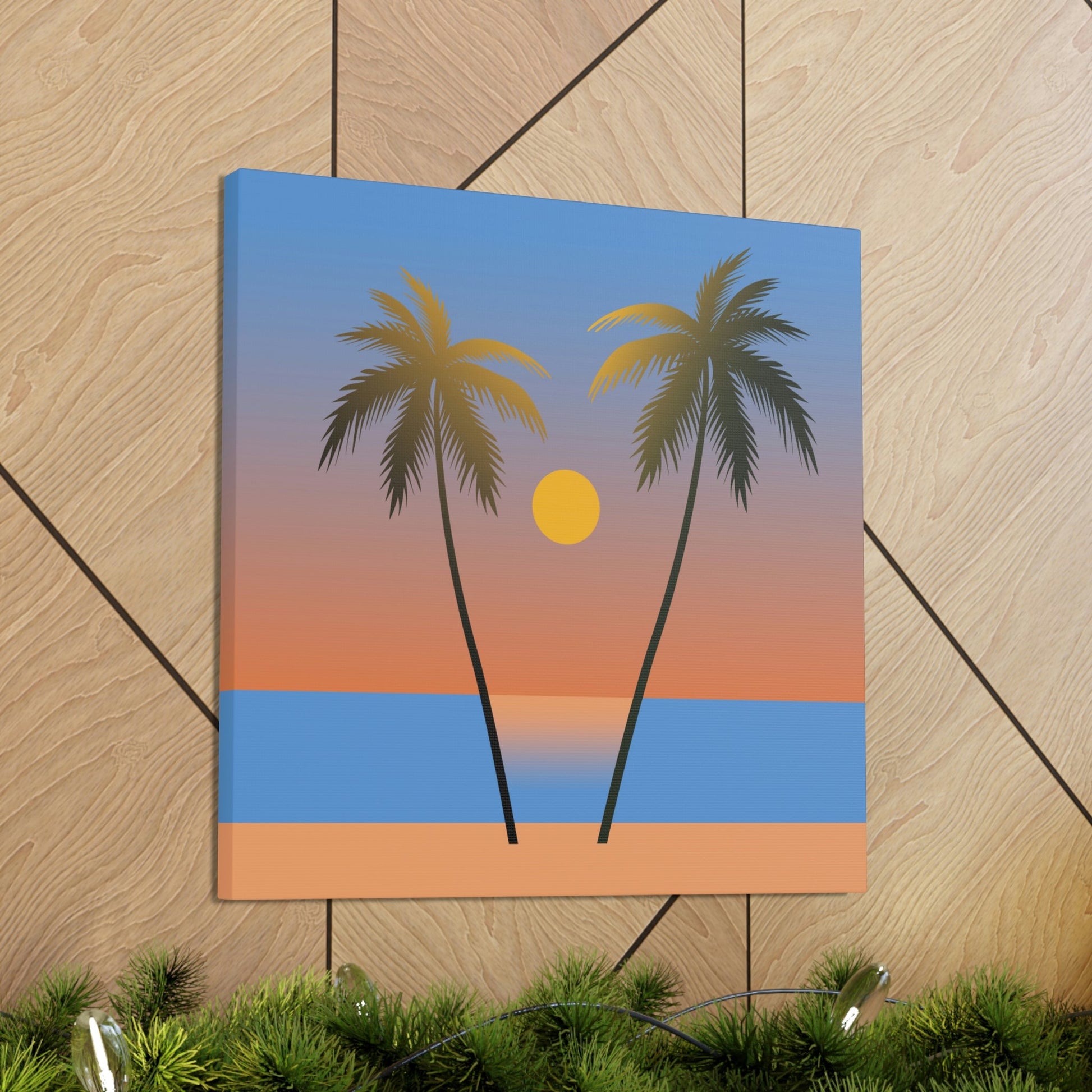 Palm Beach Sunset Minimal Aesthetic Classic Art Canvas Gallery Wraps Ichaku [Perfect Gifts Selection]