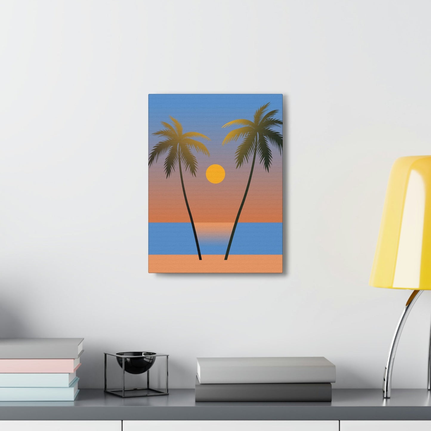 Palm Beach Sunset Minimal Aesthetic Classic Art Canvas Gallery Wraps Ichaku [Perfect Gifts Selection]