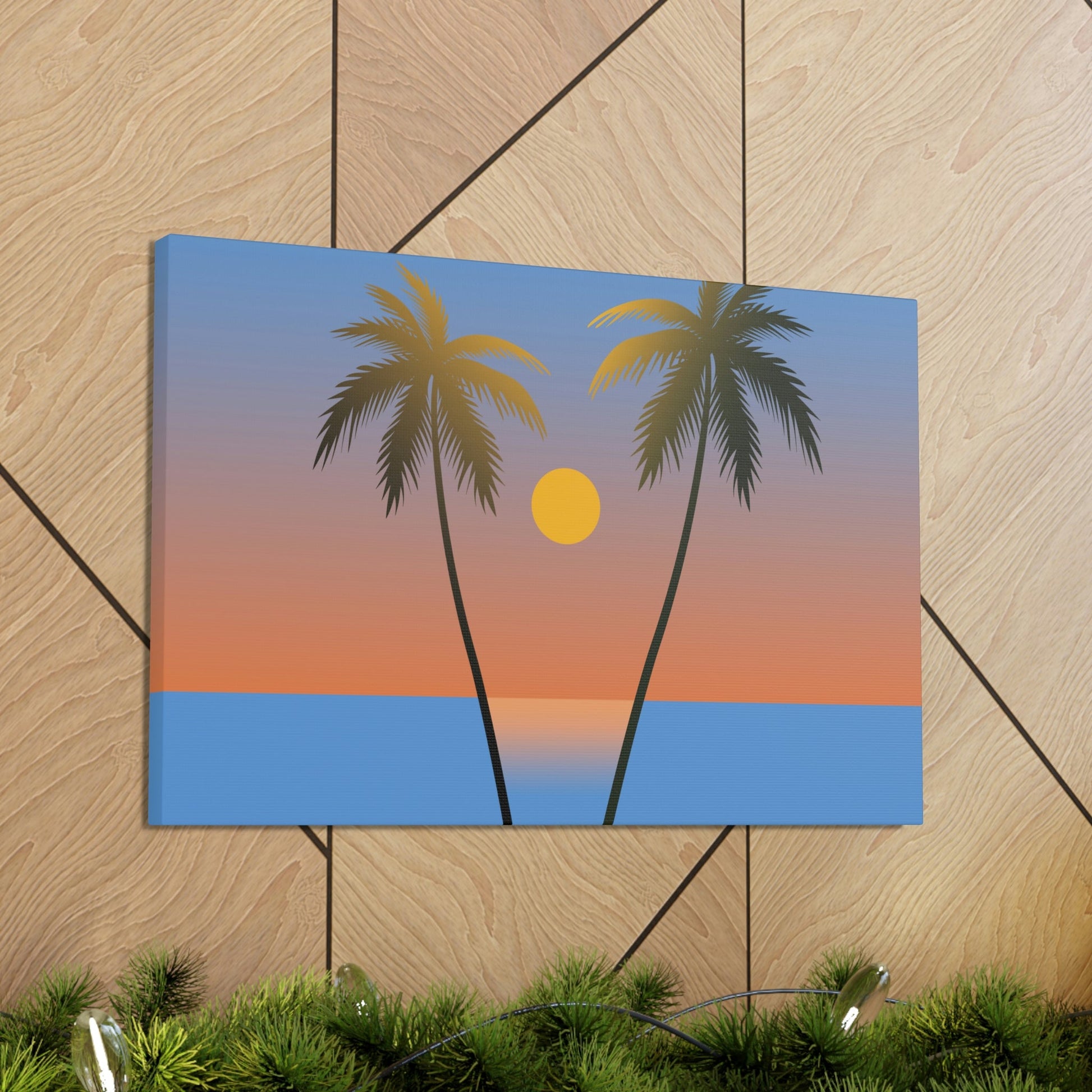 Palm Beach Sunset Minimal Aesthetic Classic Art Canvas Gallery Wraps Ichaku [Perfect Gifts Selection]