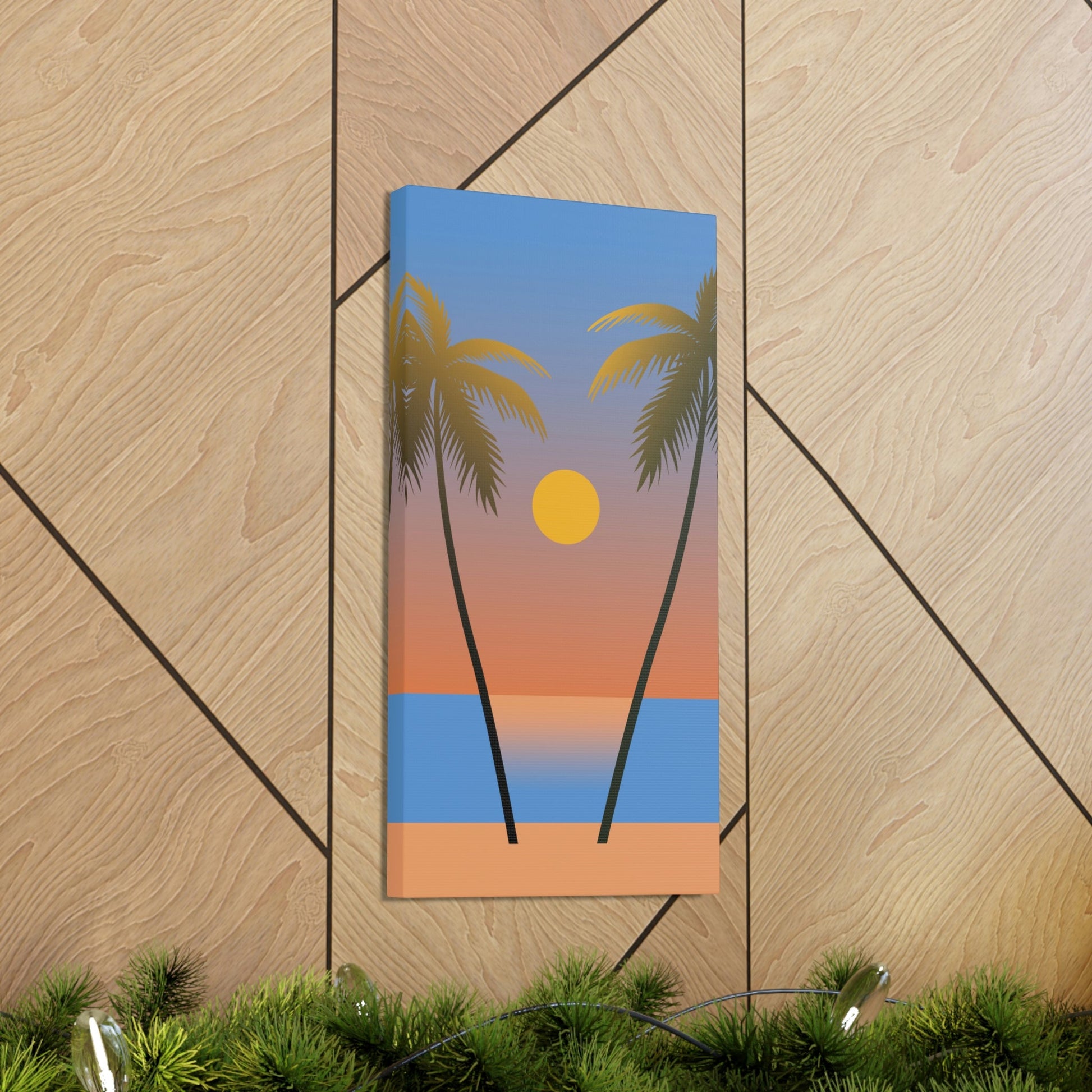 Palm Beach Sunset Minimal Aesthetic Classic Art Canvas Gallery Wraps Ichaku [Perfect Gifts Selection]