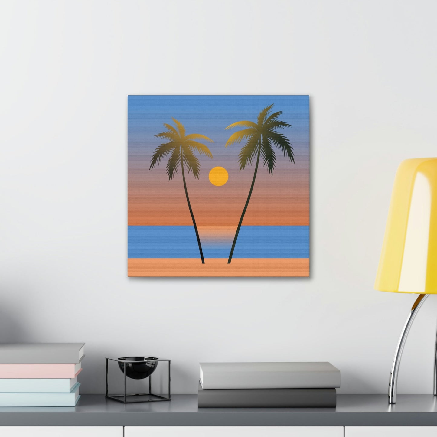 Palm Beach Sunset Minimal Aesthetic Classic Art Canvas Gallery Wraps Ichaku [Perfect Gifts Selection]