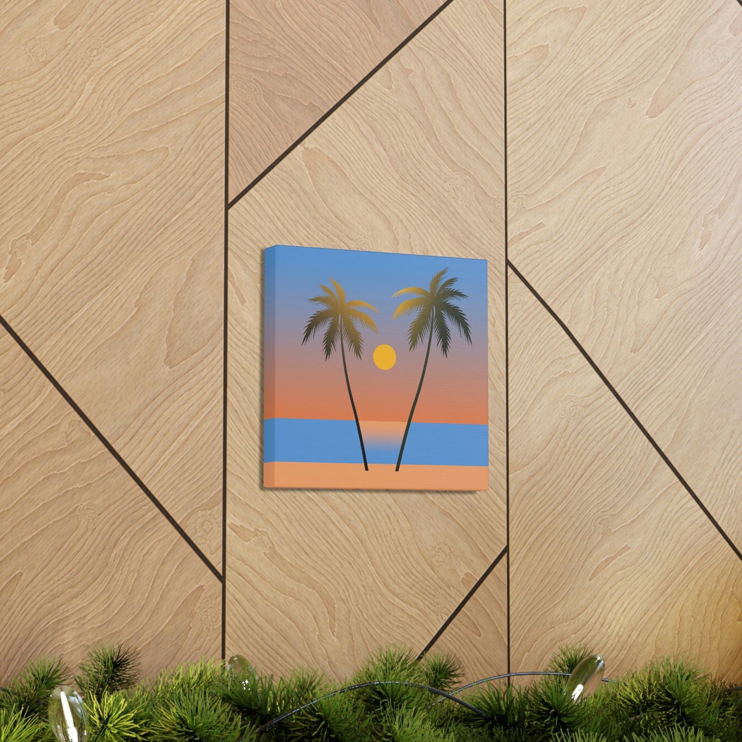 Palm Beach Sunset Minimal Aesthetic Classic Art Canvas Gallery Wraps Ichaku [Perfect Gifts Selection]