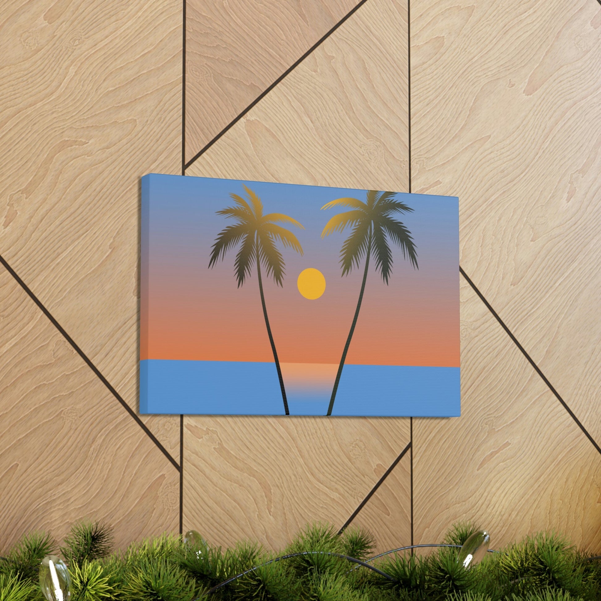 Palm Beach Sunset Minimal Aesthetic Classic Art Canvas Gallery Wraps Ichaku [Perfect Gifts Selection]