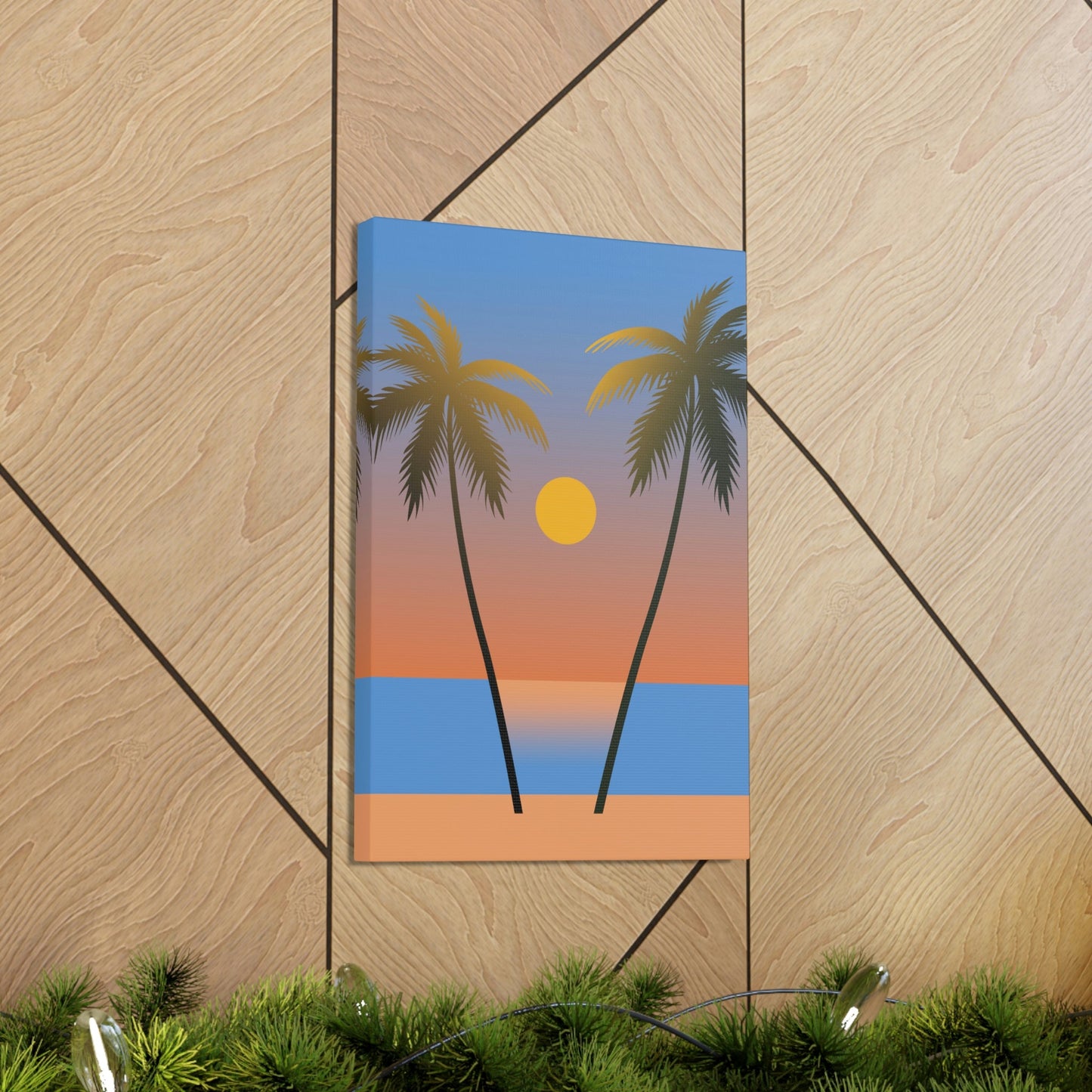 Palm Beach Sunset Minimal Aesthetic Classic Art Canvas Gallery Wraps Ichaku [Perfect Gifts Selection]