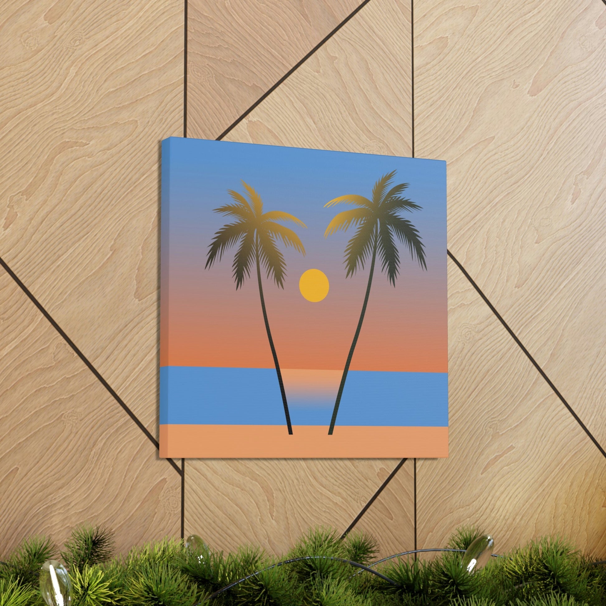 Palm Beach Sunset Minimal Aesthetic Classic Art Canvas Gallery Wraps Ichaku [Perfect Gifts Selection]