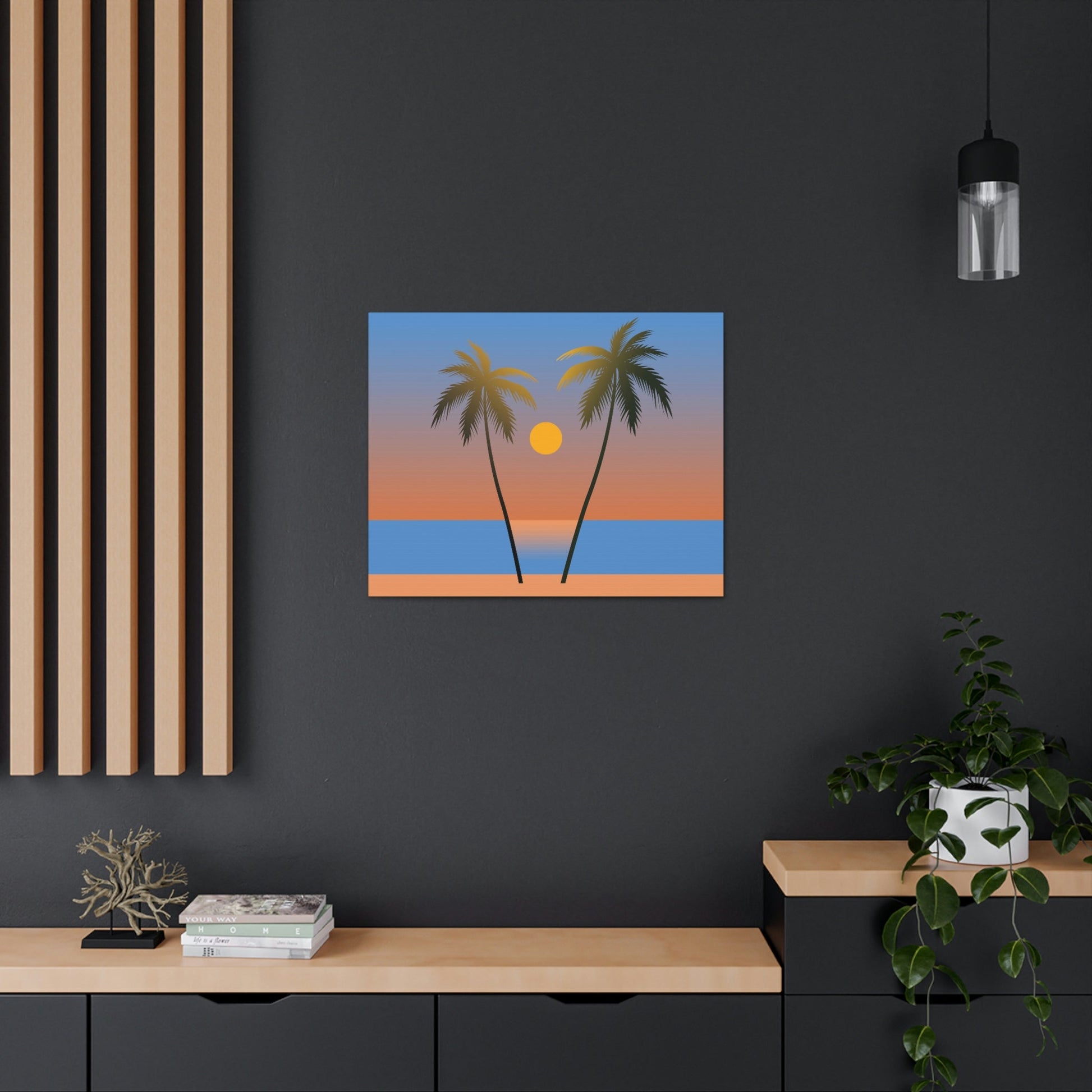 Palm Beach Sunset Minimal Aesthetic Classic Art Canvas Gallery Wraps Ichaku [Perfect Gifts Selection]