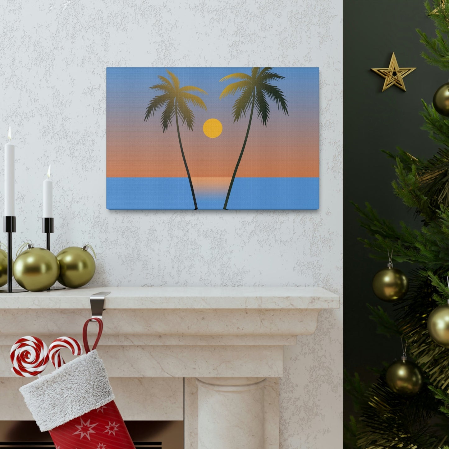 Palm Beach Sunset Minimal Aesthetic Classic Art Canvas Gallery Wraps Ichaku [Perfect Gifts Selection]