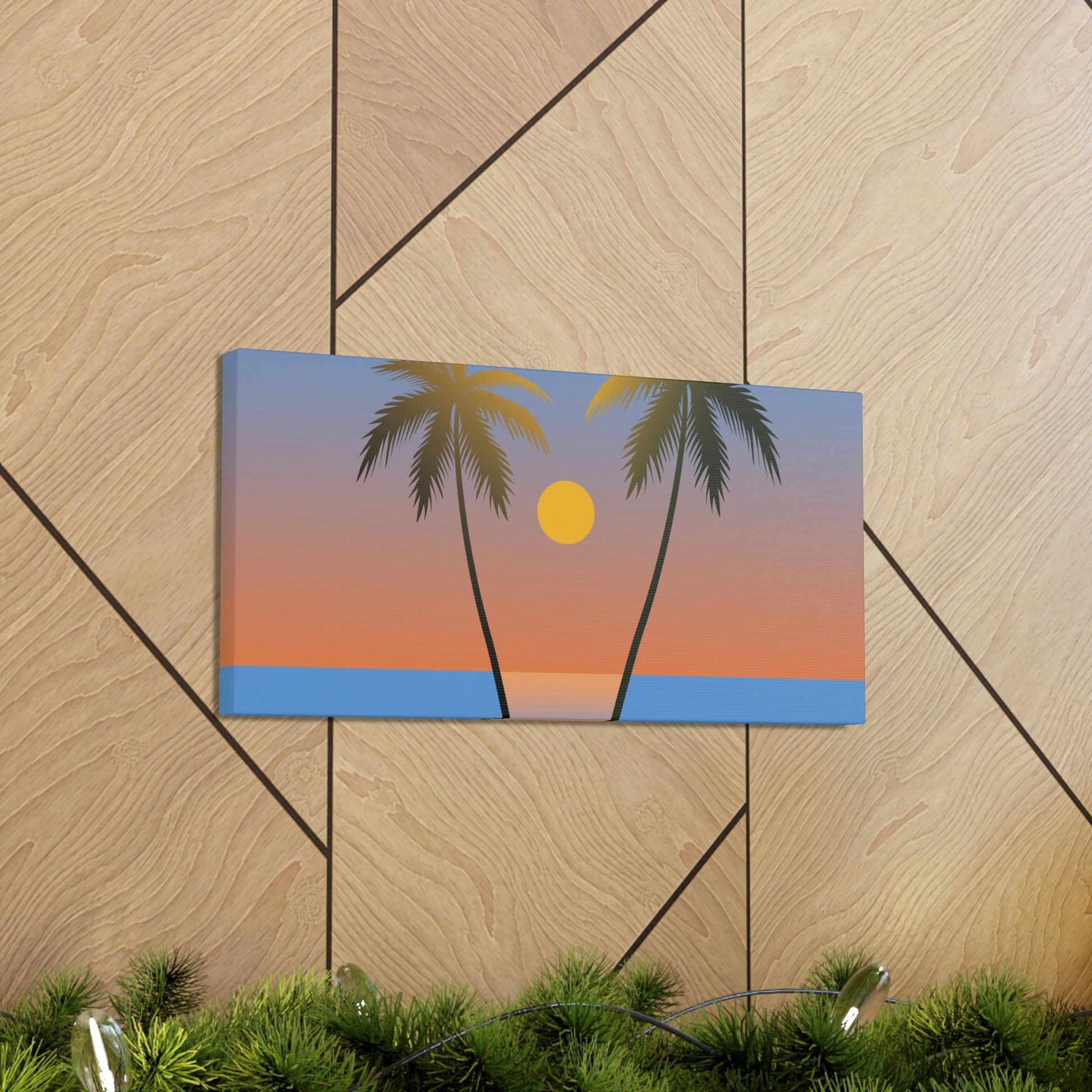 Palm Beach Sunset Minimal Aesthetic Classic Art Canvas Gallery Wraps Ichaku [Perfect Gifts Selection]