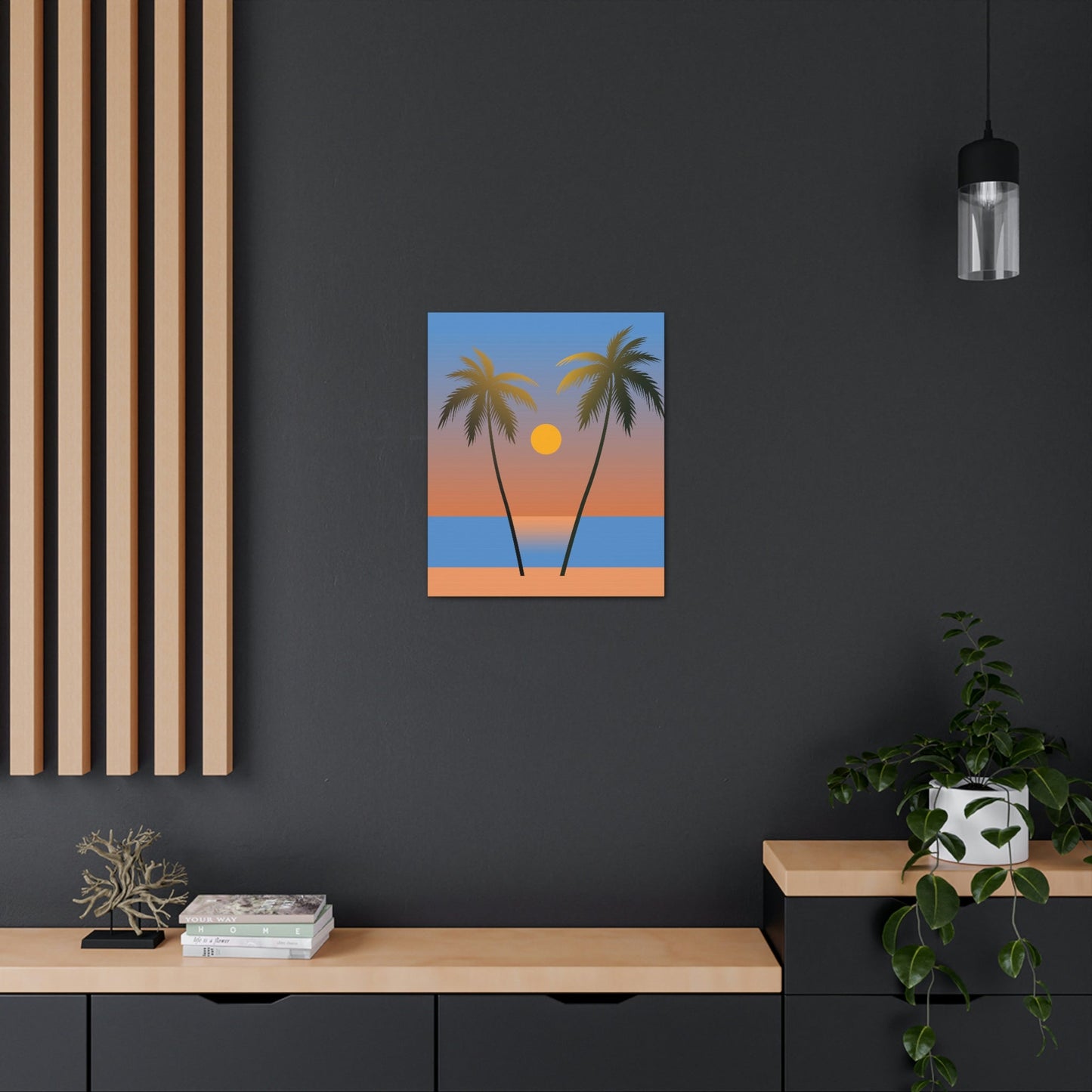 Palm Beach Sunset Minimal Aesthetic Classic Art Canvas Gallery Wraps Ichaku [Perfect Gifts Selection]