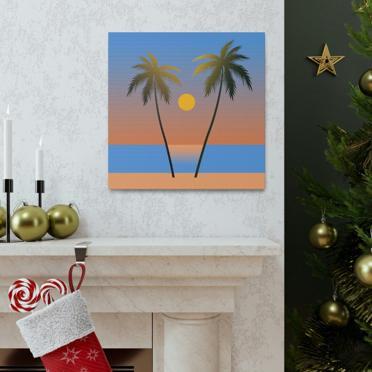 Palm Beach Sunset Minimal Aesthetic Classic Art Canvas Gallery Wraps Ichaku [Perfect Gifts Selection]