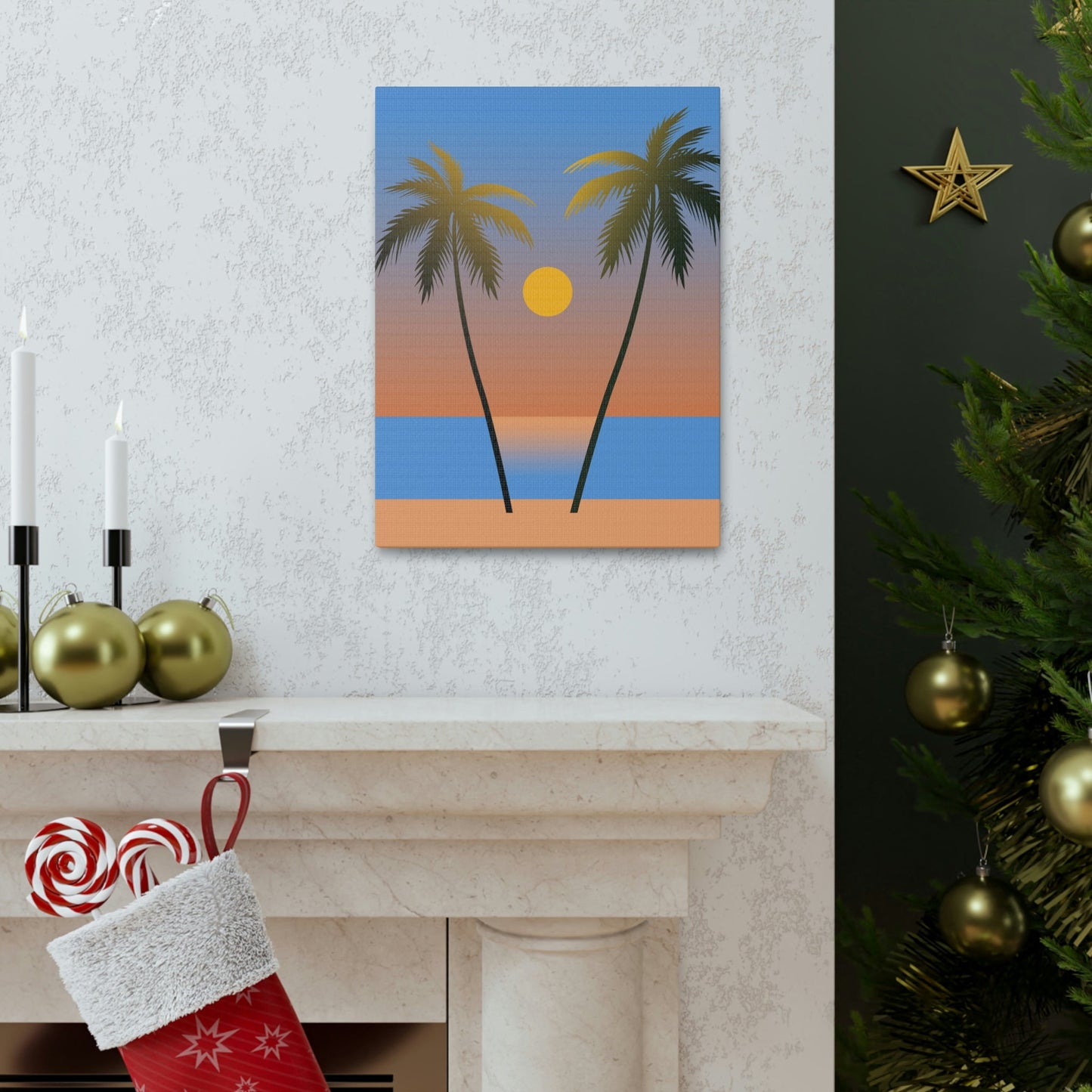 Palm Beach Sunset Minimal Aesthetic Classic Art Canvas Gallery Wraps Ichaku [Perfect Gifts Selection]