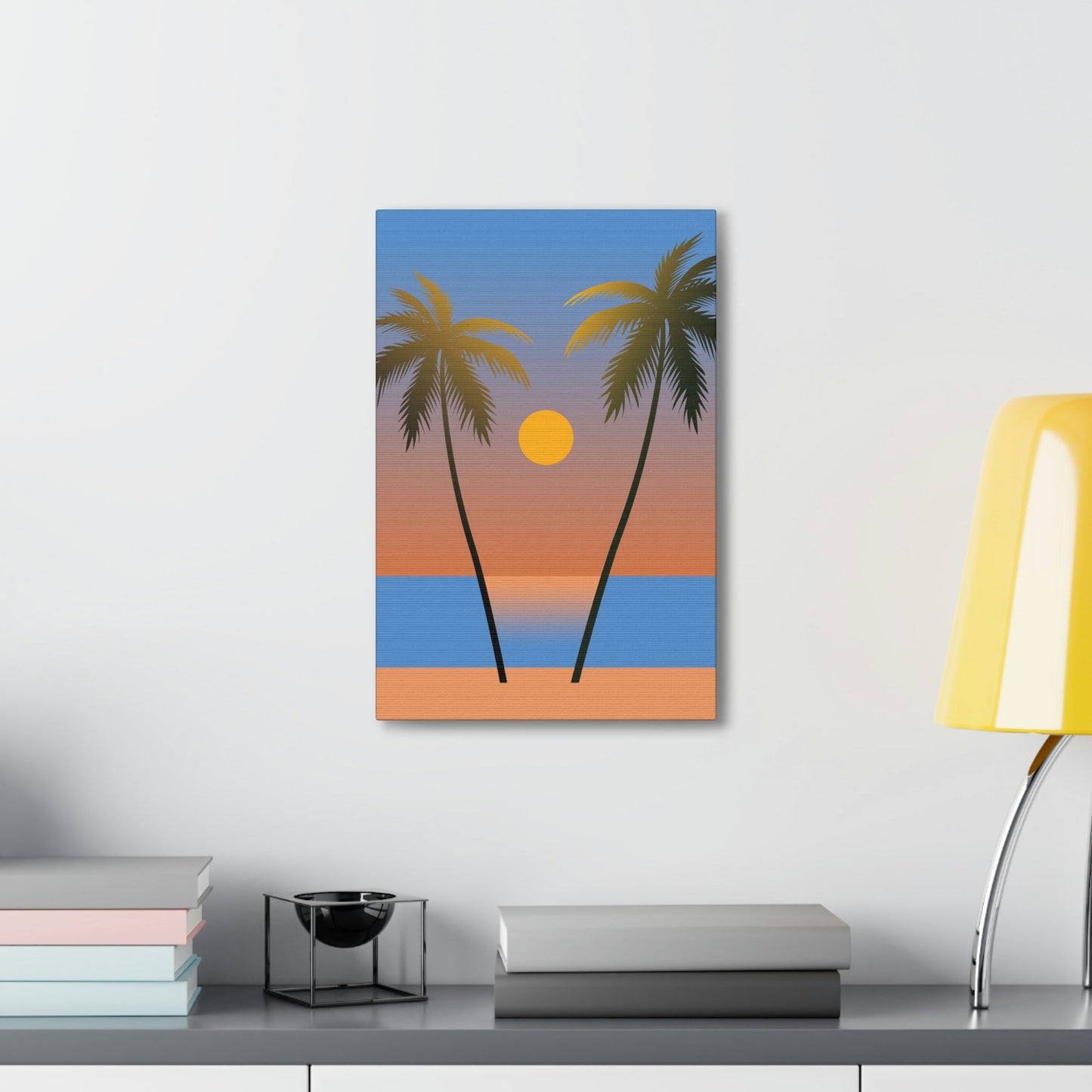 Palm Beach Sunset Minimal Aesthetic Classic Art Canvas Gallery Wraps Ichaku [Perfect Gifts Selection]