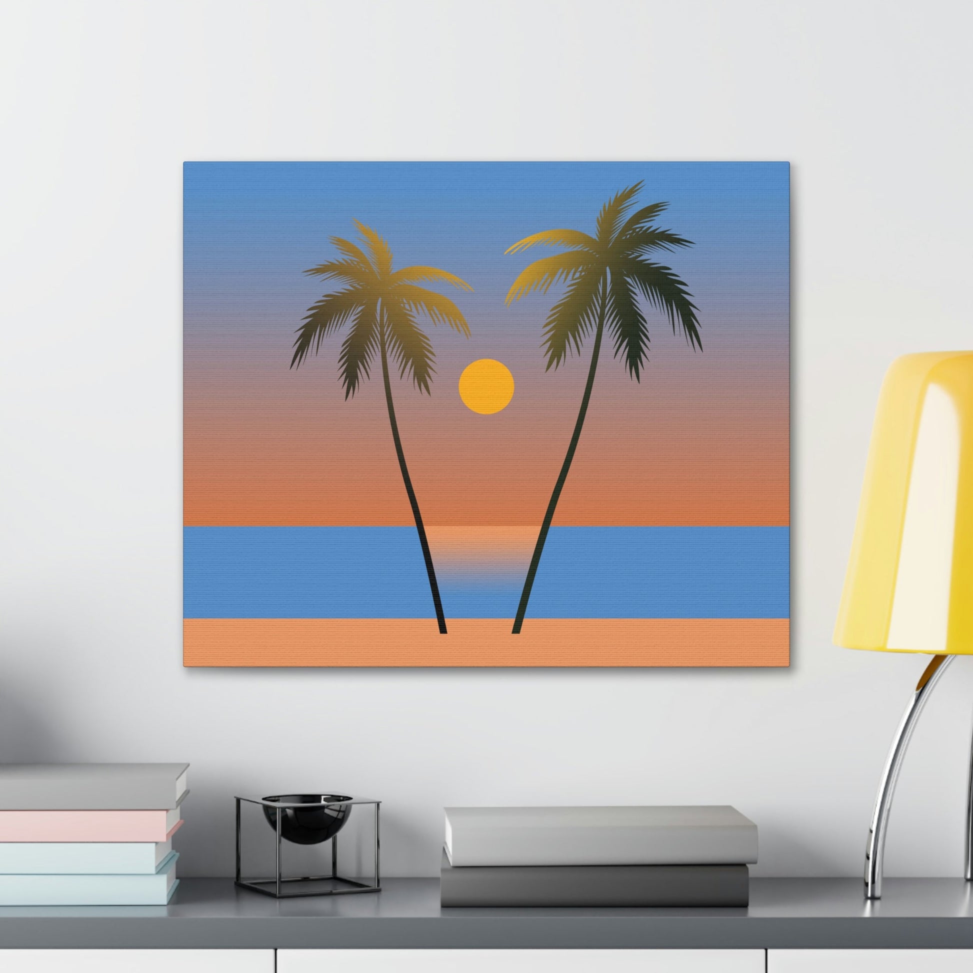 Palm Beach Sunset Minimal Aesthetic Classic Art Canvas Gallery Wraps Ichaku [Perfect Gifts Selection]