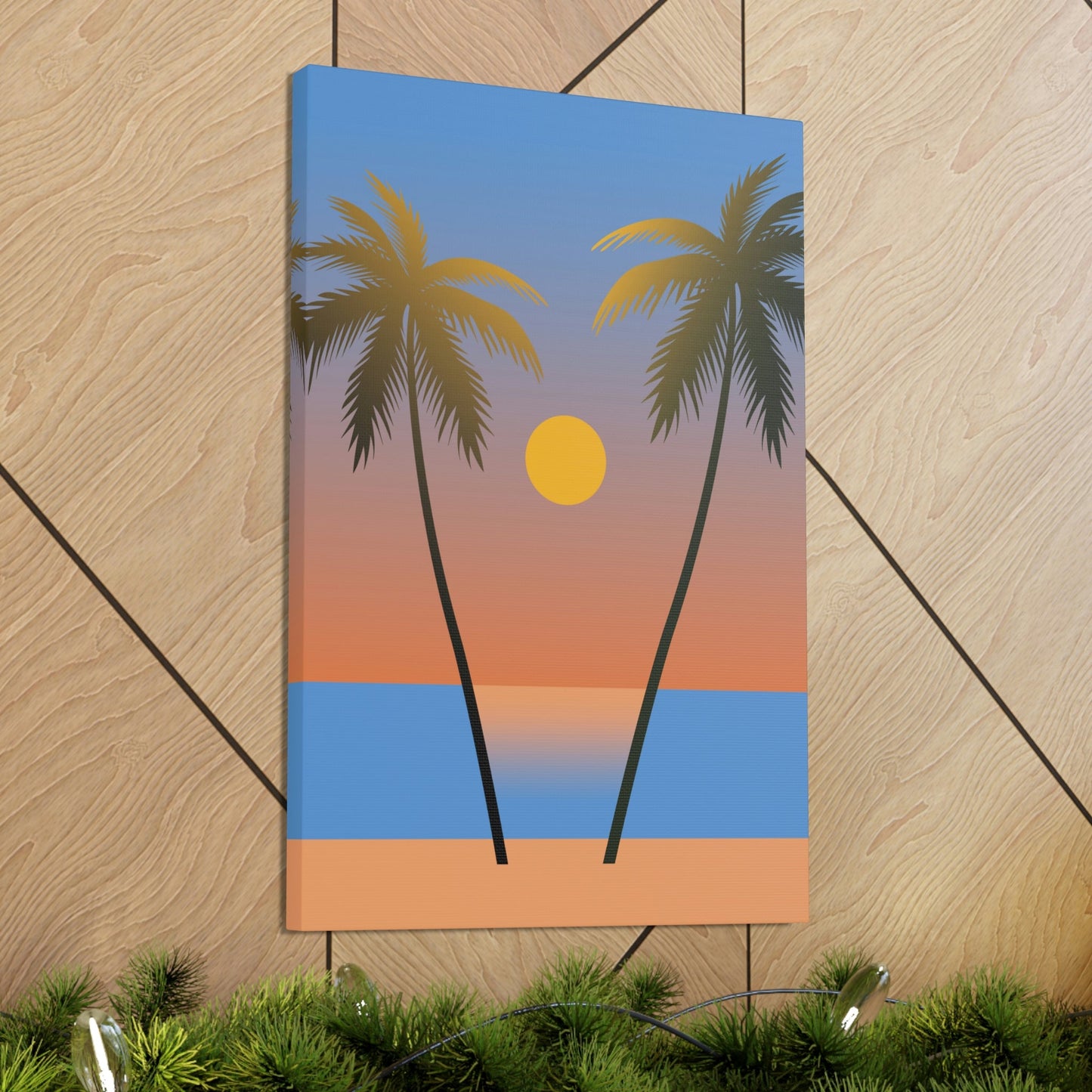 Palm Beach Sunset Minimal Aesthetic Classic Art Canvas Gallery Wraps Ichaku [Perfect Gifts Selection]