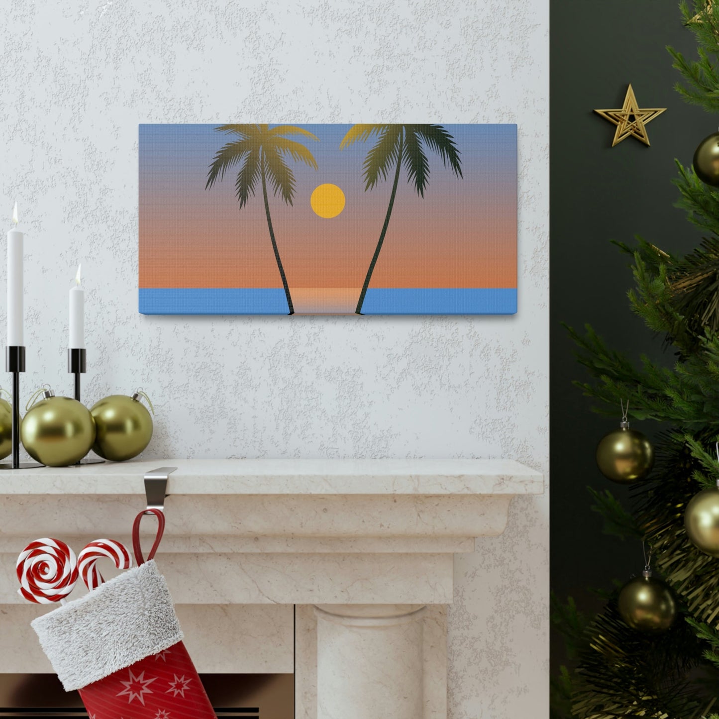 Palm Beach Sunset Minimal Aesthetic Classic Art Canvas Gallery Wraps Ichaku [Perfect Gifts Selection]