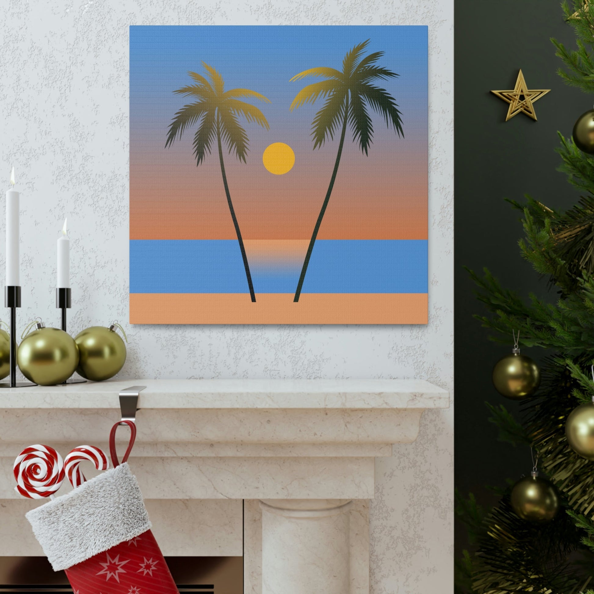 Palm Beach Sunset Minimal Aesthetic Classic Art Canvas Gallery Wraps Ichaku [Perfect Gifts Selection]