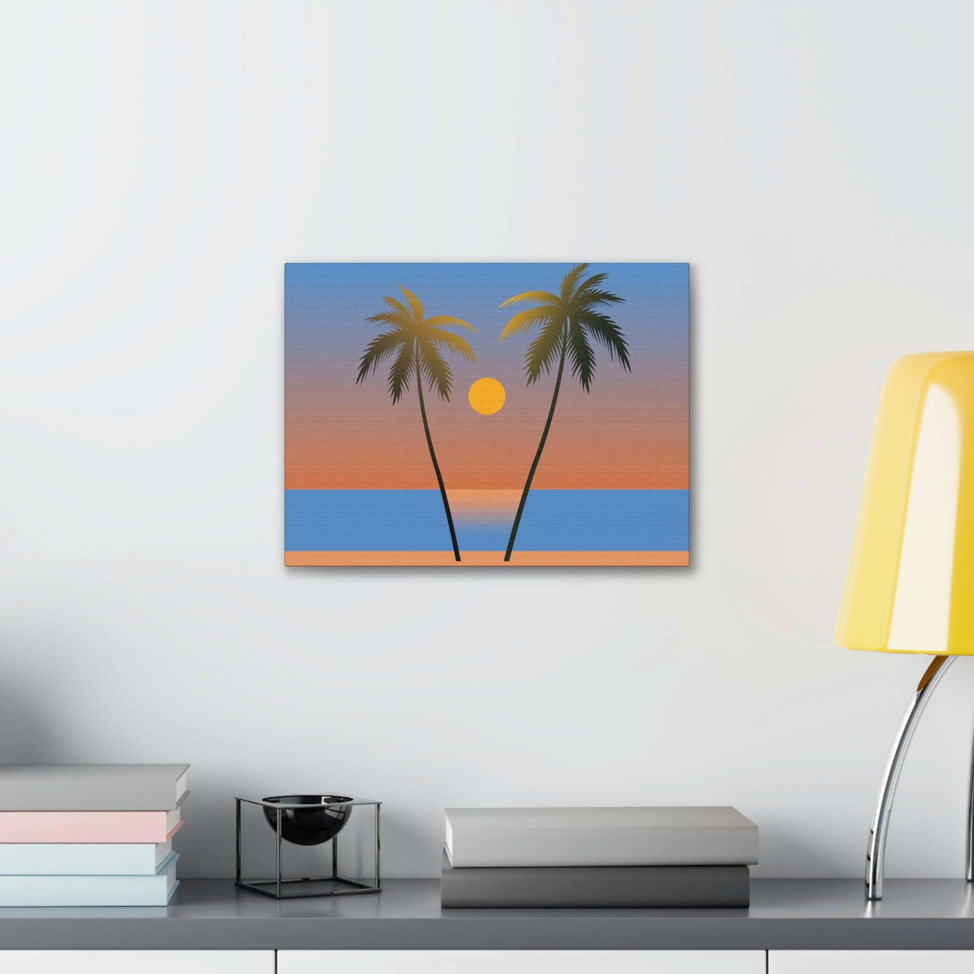 Palm Beach Sunset Minimal Aesthetic Classic Art Canvas Gallery Wraps Ichaku [Perfect Gifts Selection]