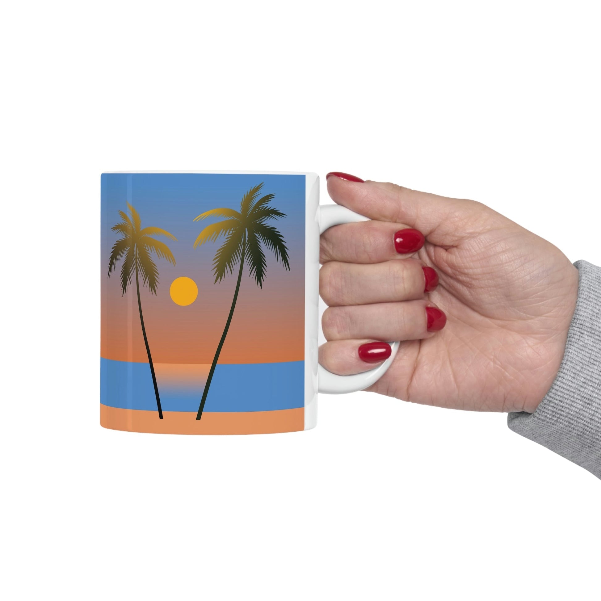 Palm Beach Sunset Minimal Art Ceramic Mug 11oz Ichaku [Perfect Gifts Selection]