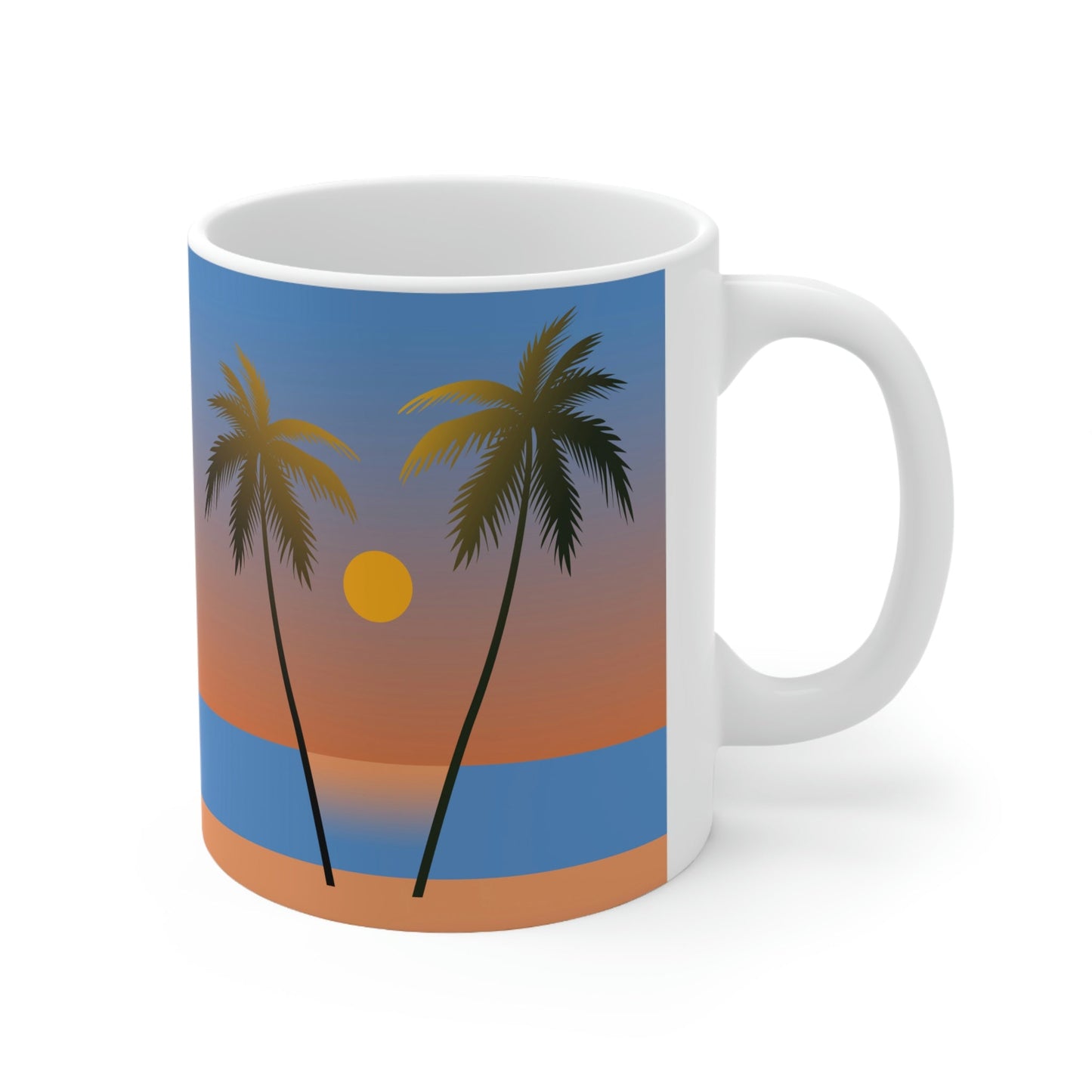 Palm Beach Sunset Minimal Art Ceramic Mug 11oz Ichaku [Perfect Gifts Selection]