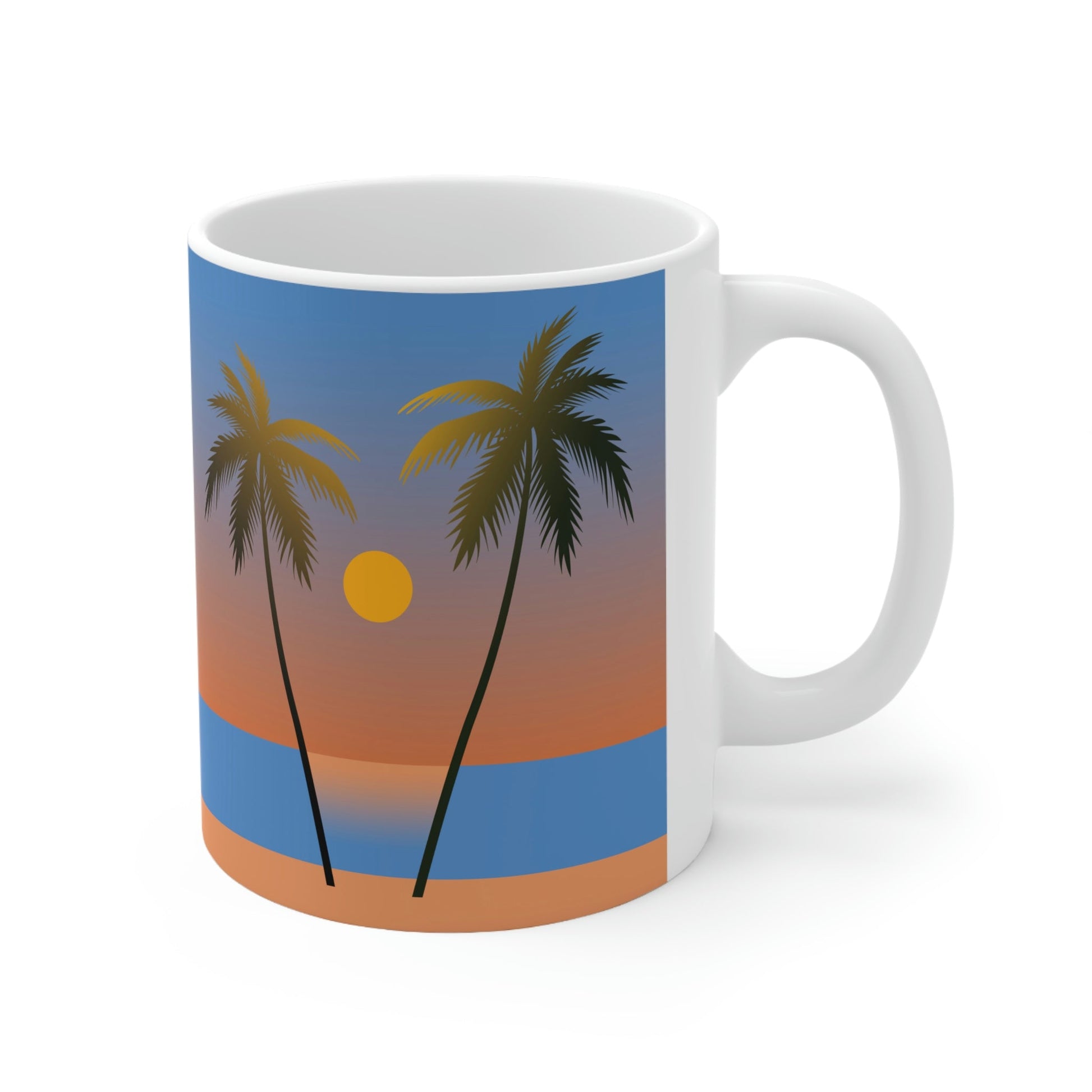 Palm Beach Sunset Minimal Art Ceramic Mug 11oz Ichaku [Perfect Gifts Selection]