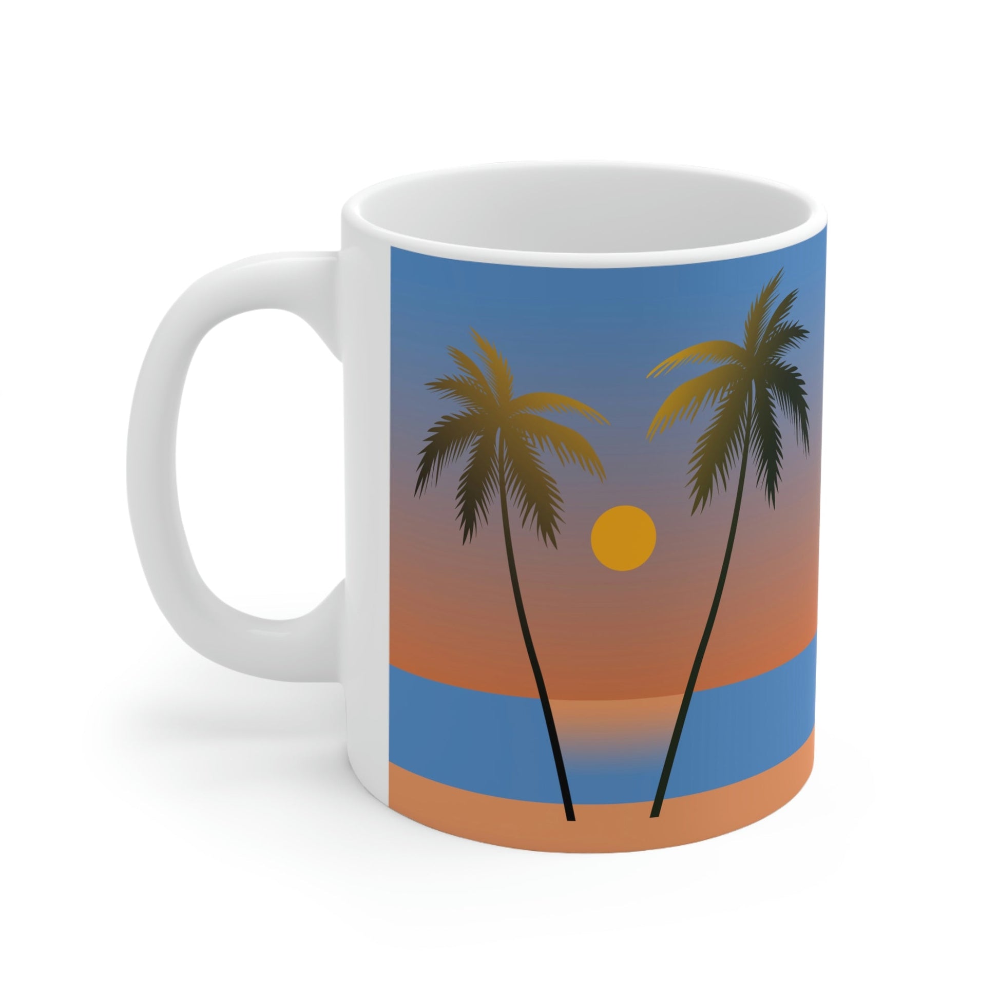 Palm Beach Sunset Minimal Art Ceramic Mug 11oz Ichaku [Perfect Gifts Selection]