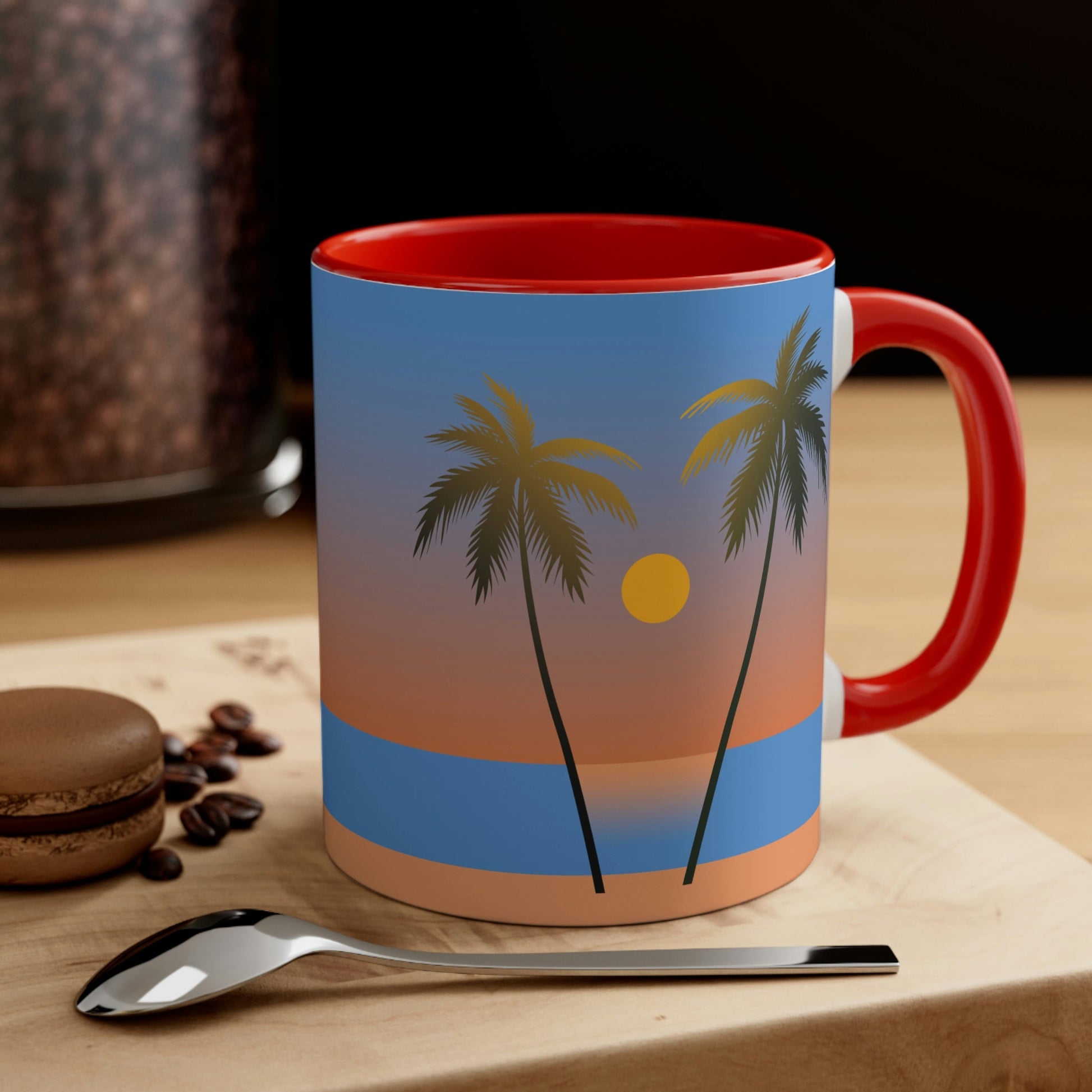 Palm Beach Sunset Minimal Art Classic Accent Coffee Mug 11oz Ichaku [Perfect Gifts Selection]