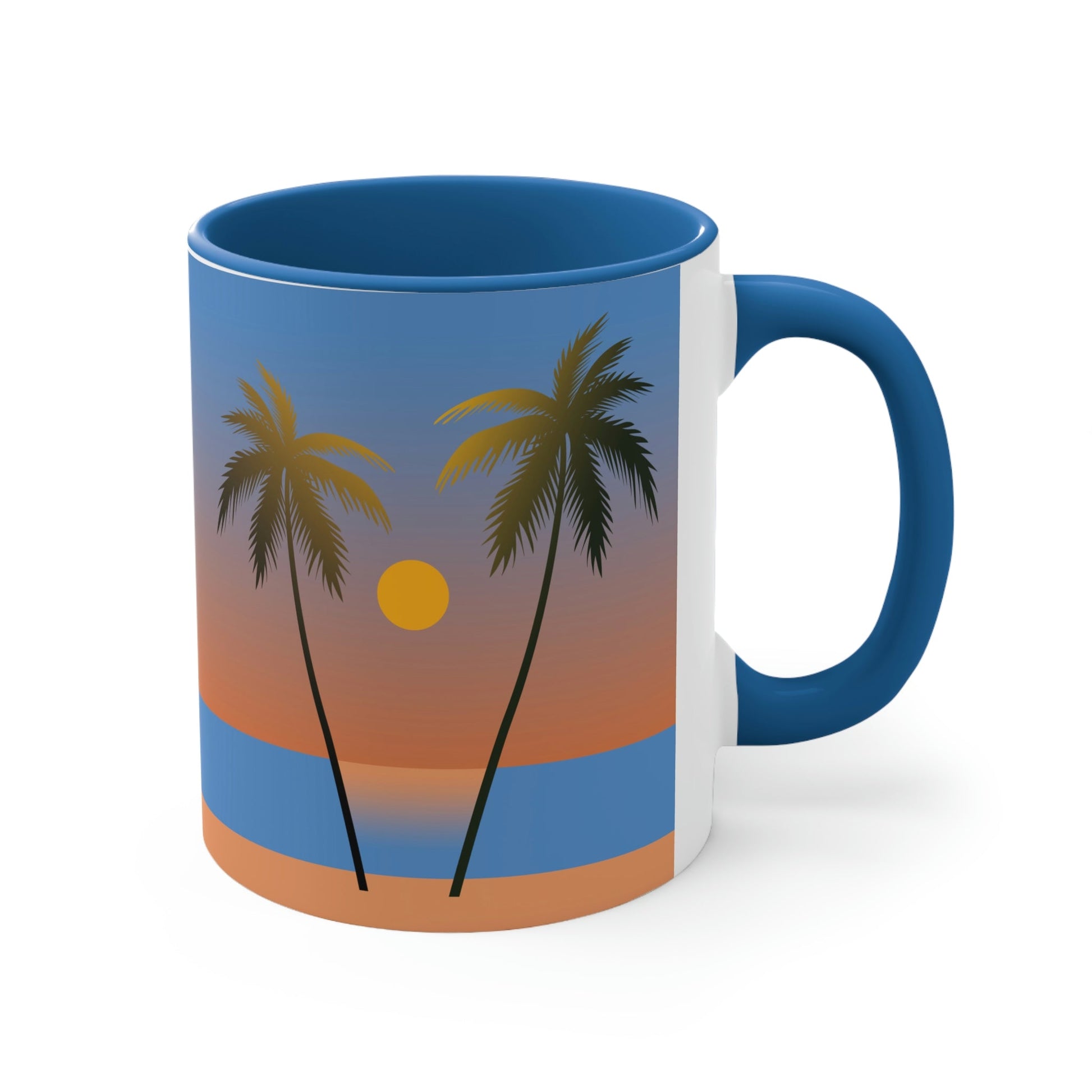 Palm Beach Sunset Minimal Art Classic Accent Coffee Mug 11oz Ichaku [Perfect Gifts Selection]