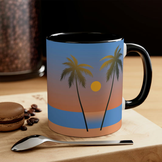 Palm Beach Sunset Minimal Art Classic Accent Coffee Mug 11oz Ichaku [Perfect Gifts Selection]