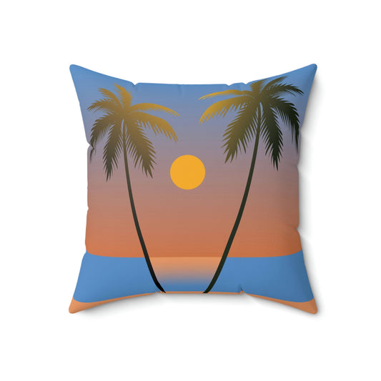 Palm Beach Sunset Minimal Art Spun Polyester Square Pillow Ichaku [Perfect Gifts Selection]