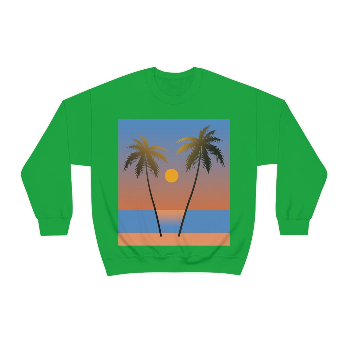 Palm Beach Sunset Minimal Art Unisex Heavy Blend™ Crewneck Sweatshirt Ichaku [Perfect Gifts Selection]