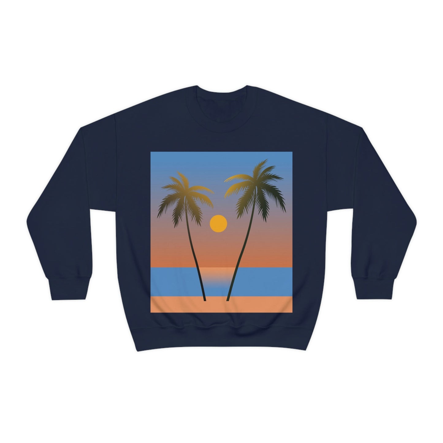 Palm Beach Sunset Minimal Art Unisex Heavy Blend™ Crewneck Sweatshirt Ichaku [Perfect Gifts Selection]