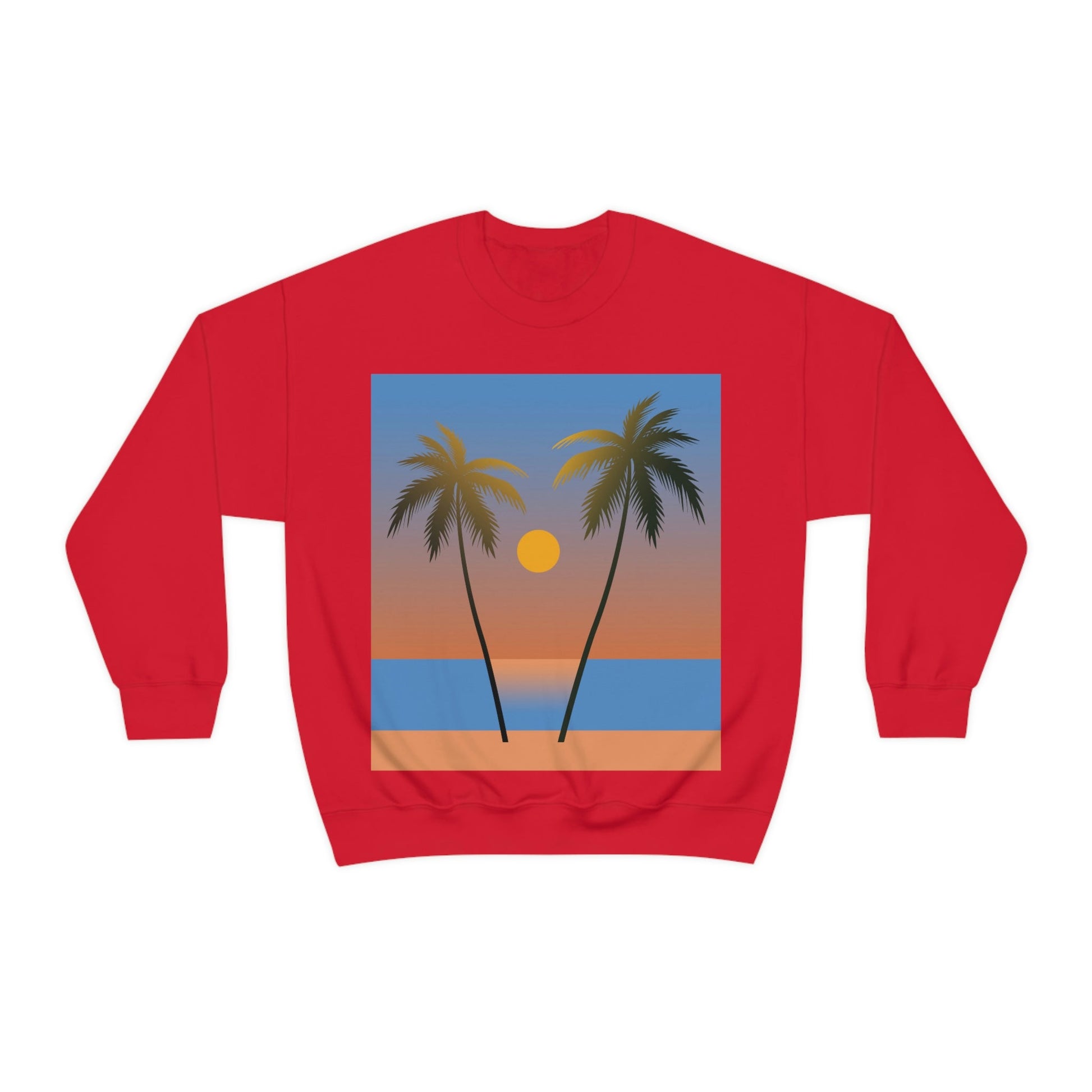 Palm Beach Sunset Minimal Art Unisex Heavy Blend™ Crewneck Sweatshirt Ichaku [Perfect Gifts Selection]